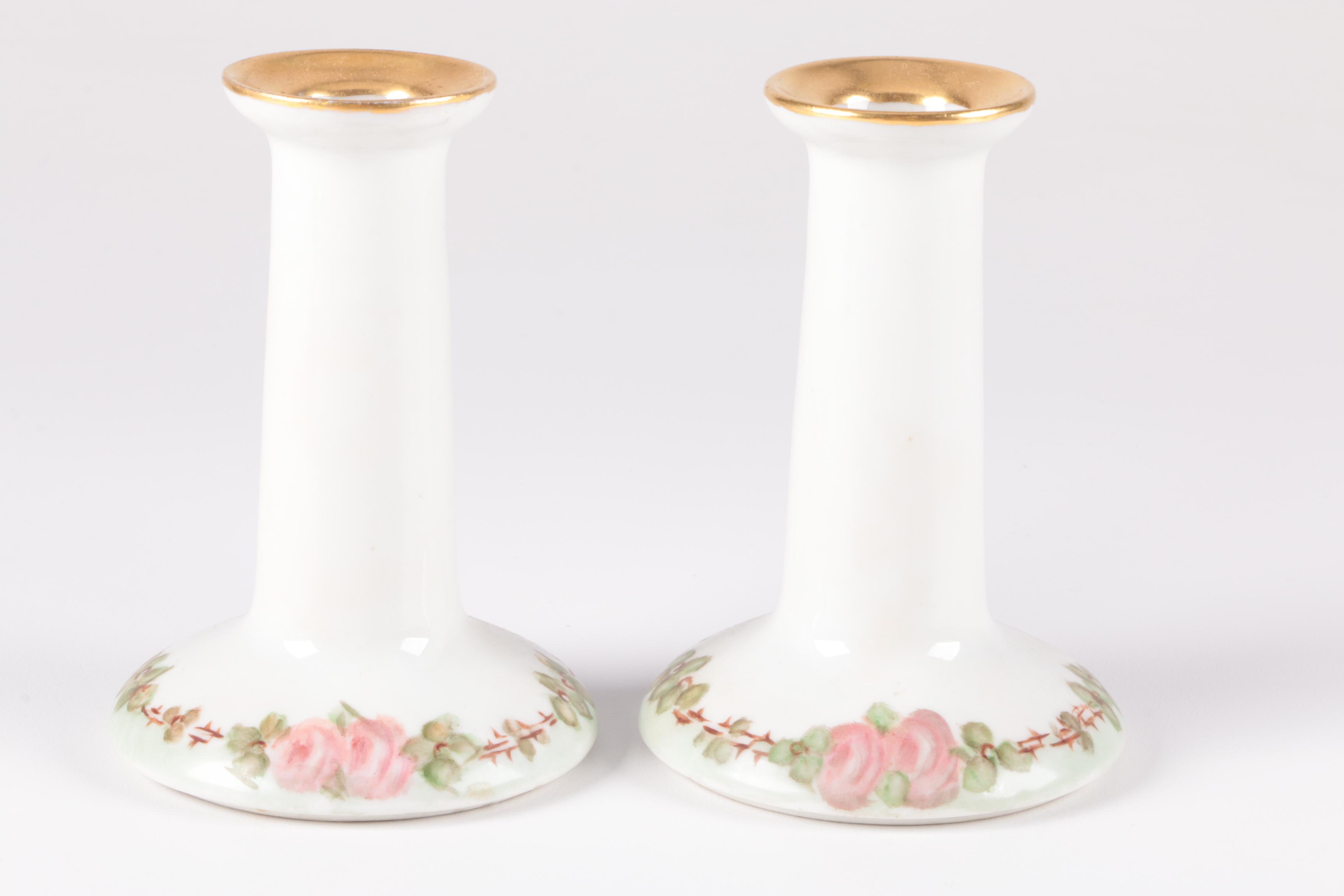 Hobbyist Painted B & Co. Limoges Porcelain Vanity Accessories