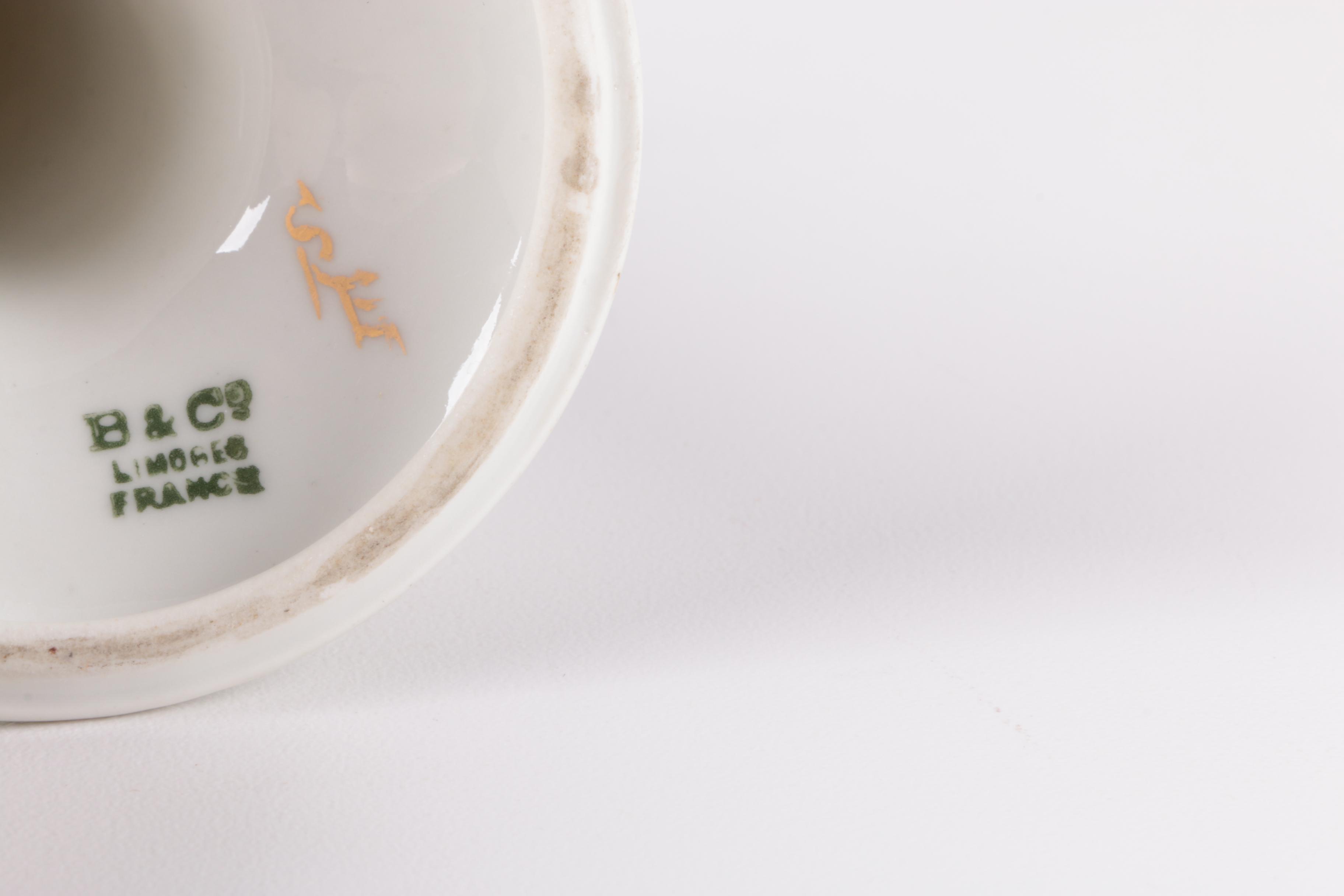 Hobbyist Painted B & Co. Limoges Porcelain Vanity Accessories