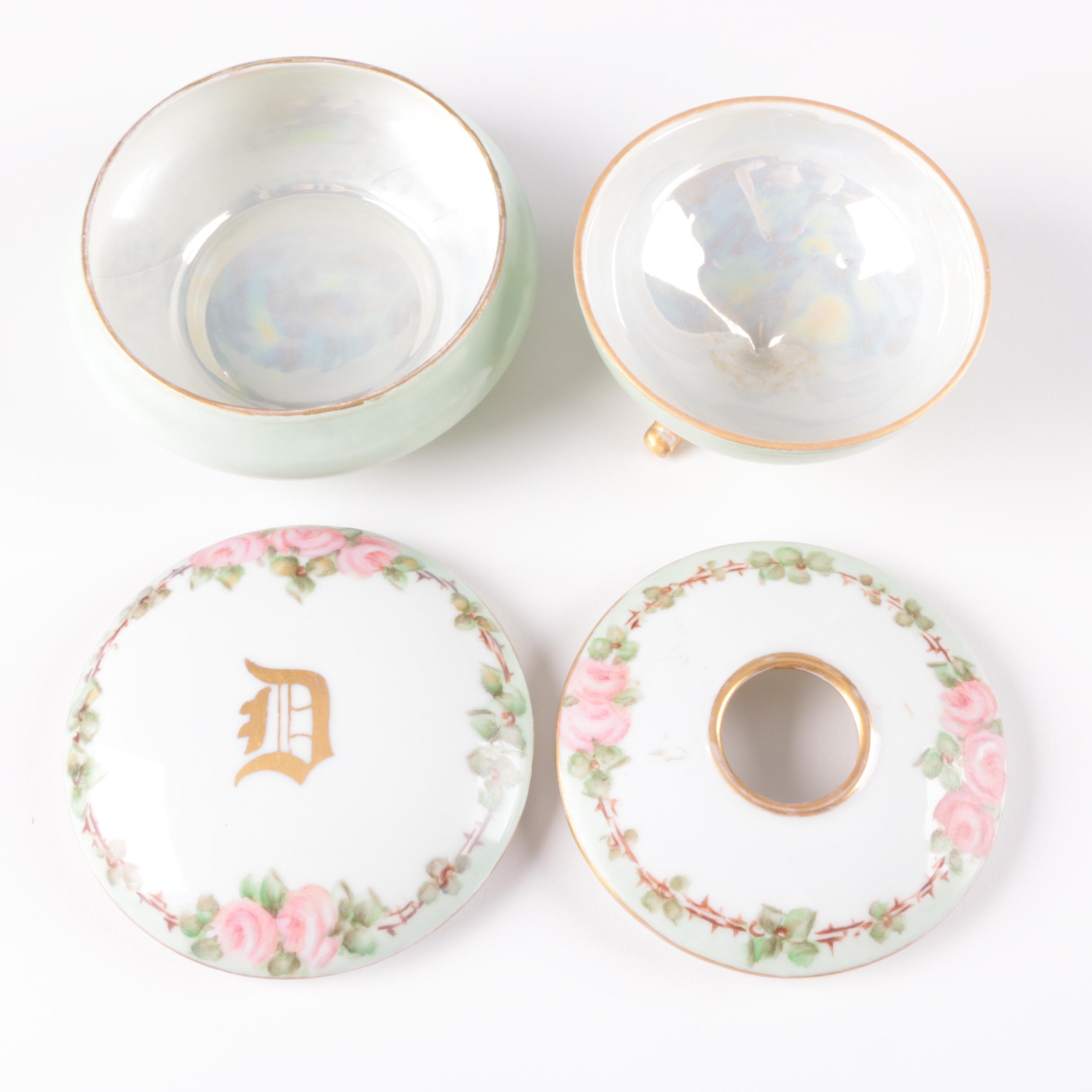 Hobbyist Painted B & Co. Limoges Porcelain Vanity Accessories