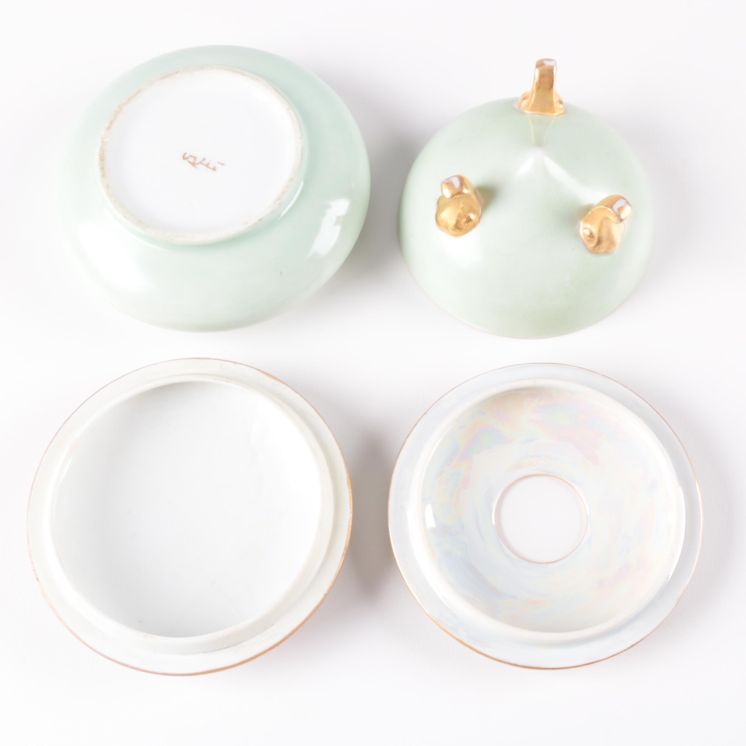 Hobbyist Painted B & Co. Limoges Porcelain Vanity Accessories