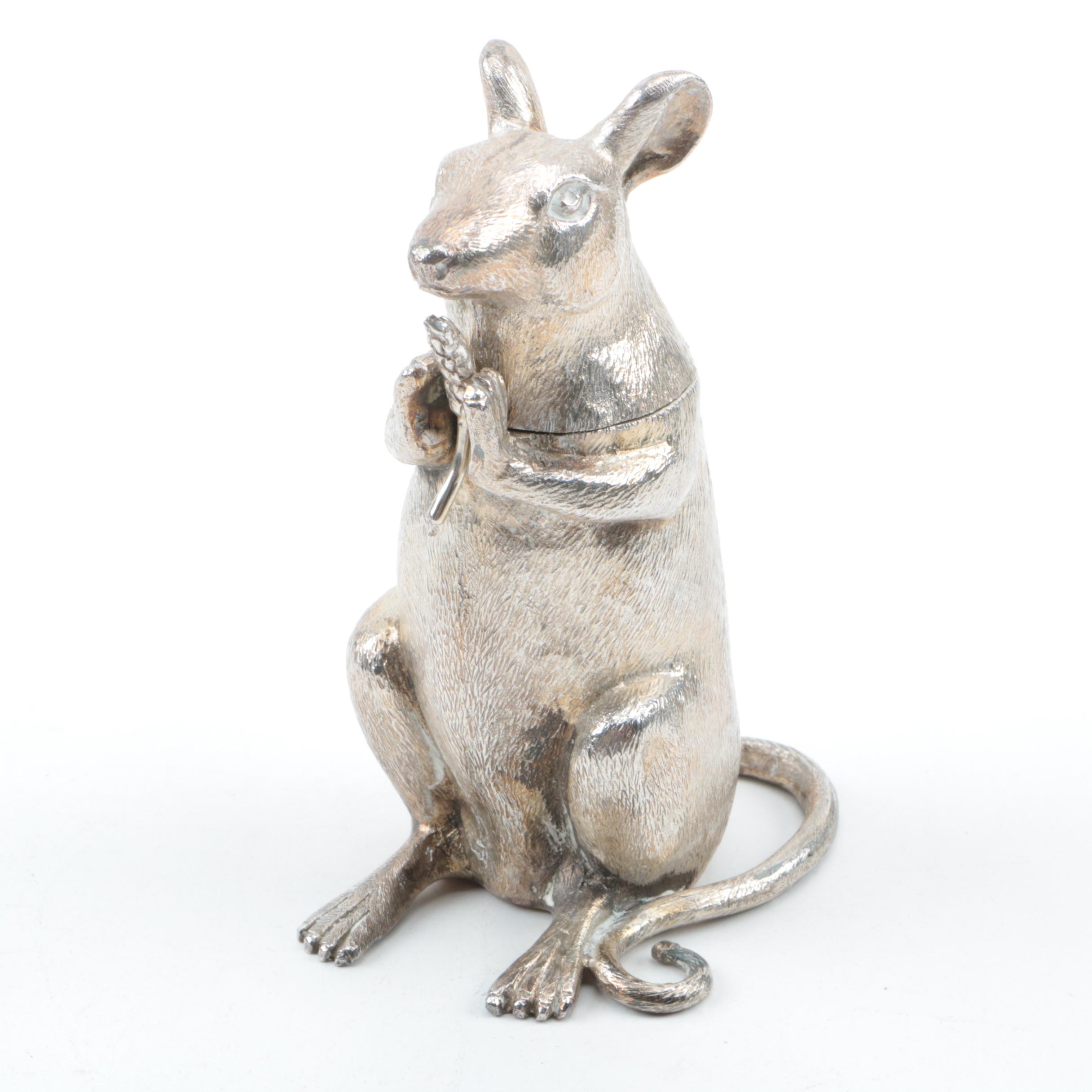 1967 London Sterling Silver Mouse Shaped Salt Cellar