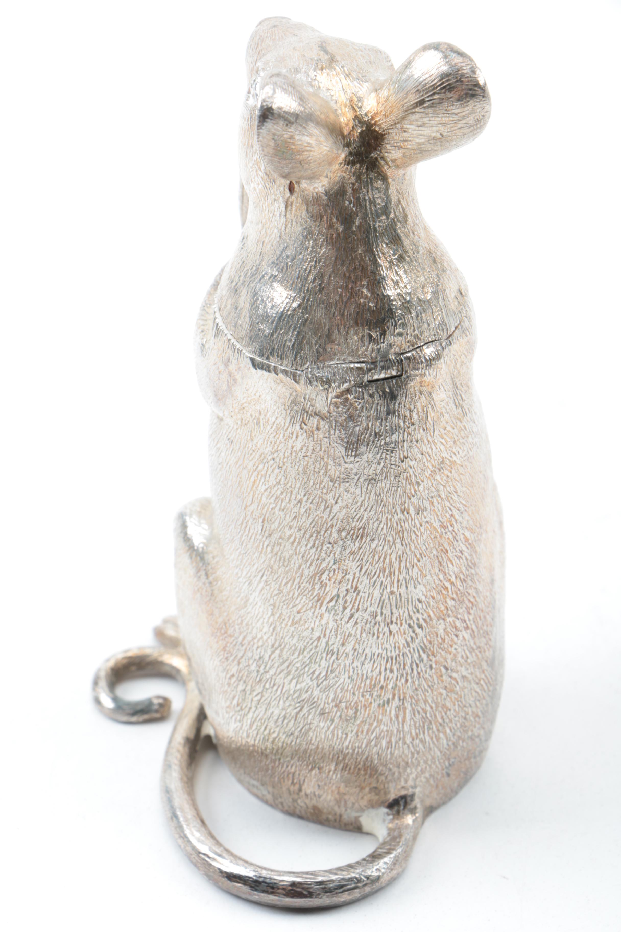 1967 London Sterling Silver Mouse Shaped Salt Cellar