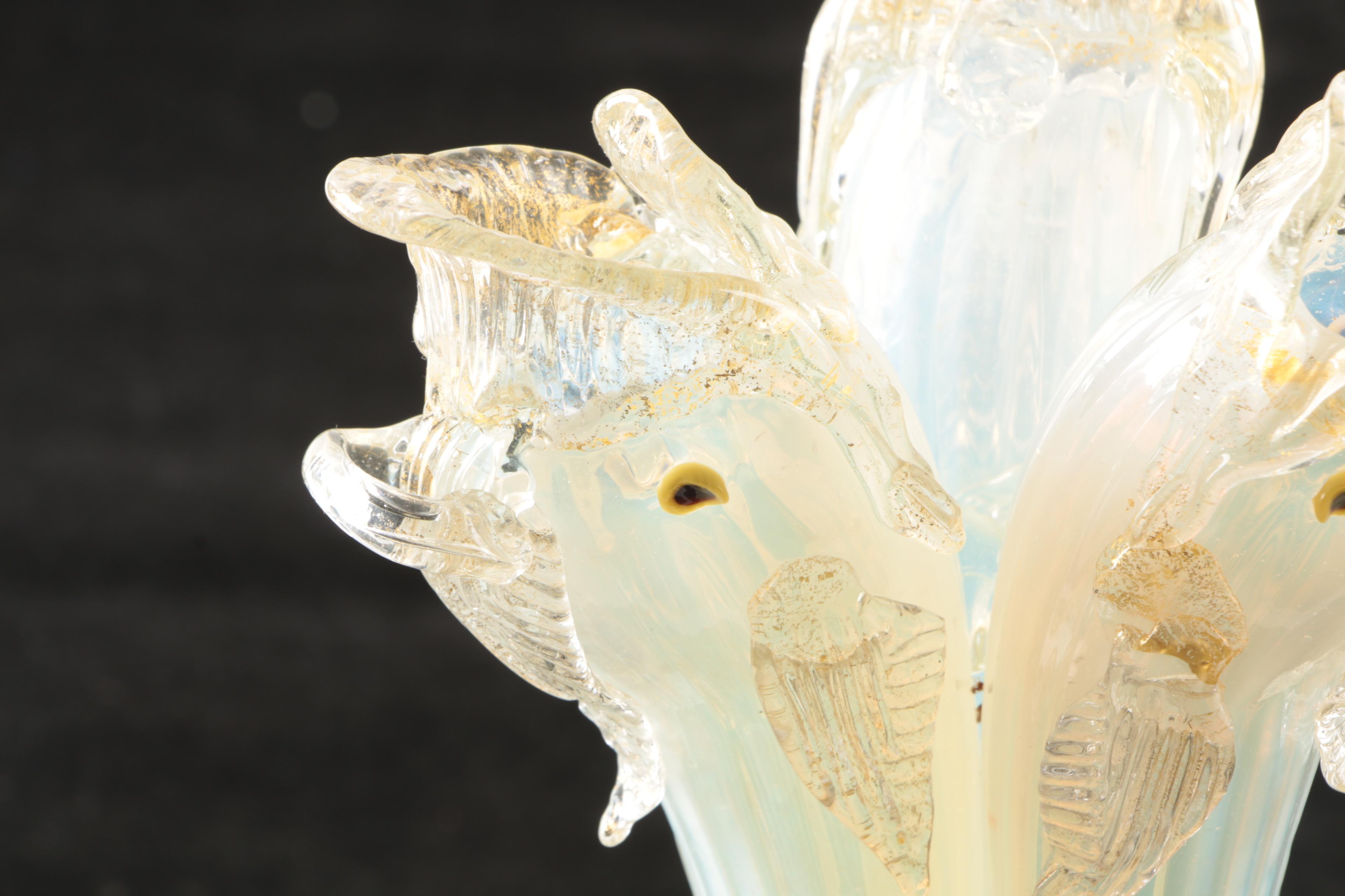 Salviati Style Venetian Fish Motif Vases