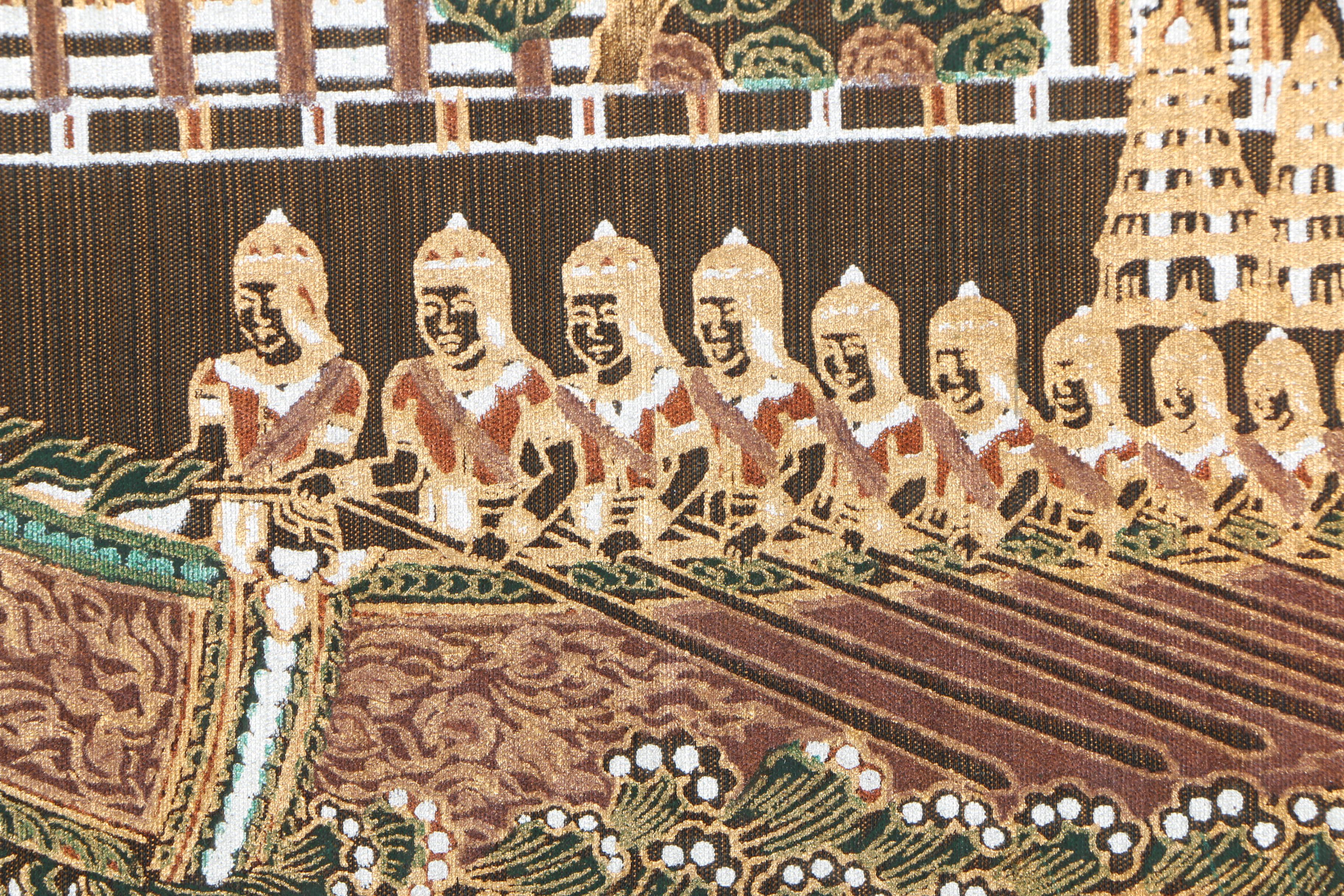 Thai Acrylic Painting of Royal Barge Procession