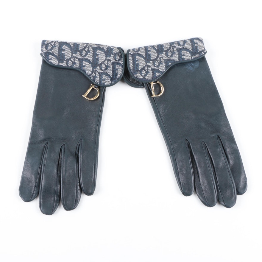 Vintage Christian Dior Cuffed Lambskin Leather Gloves