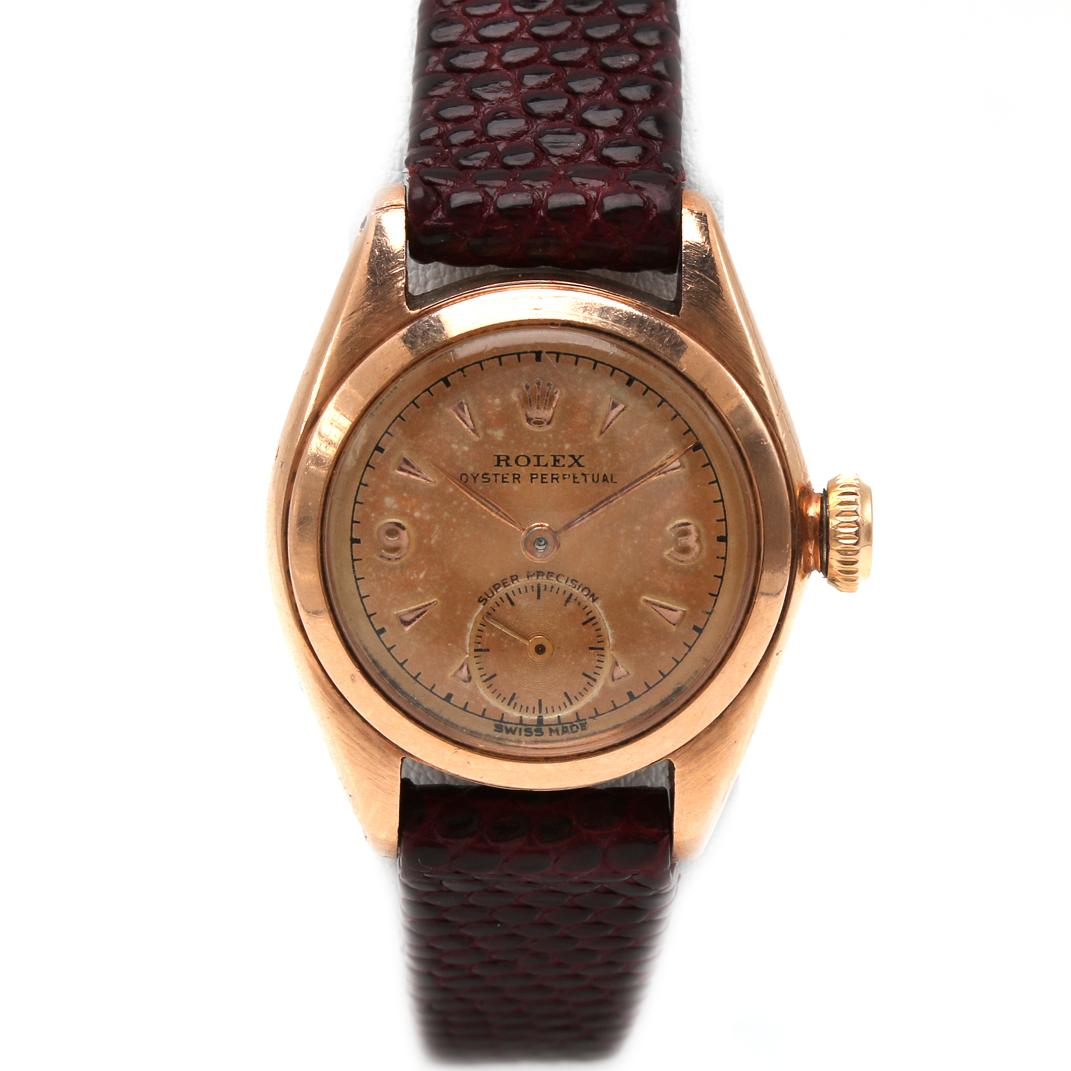 Rolex Oyster 14K Rose Gold Bubbleback Watch