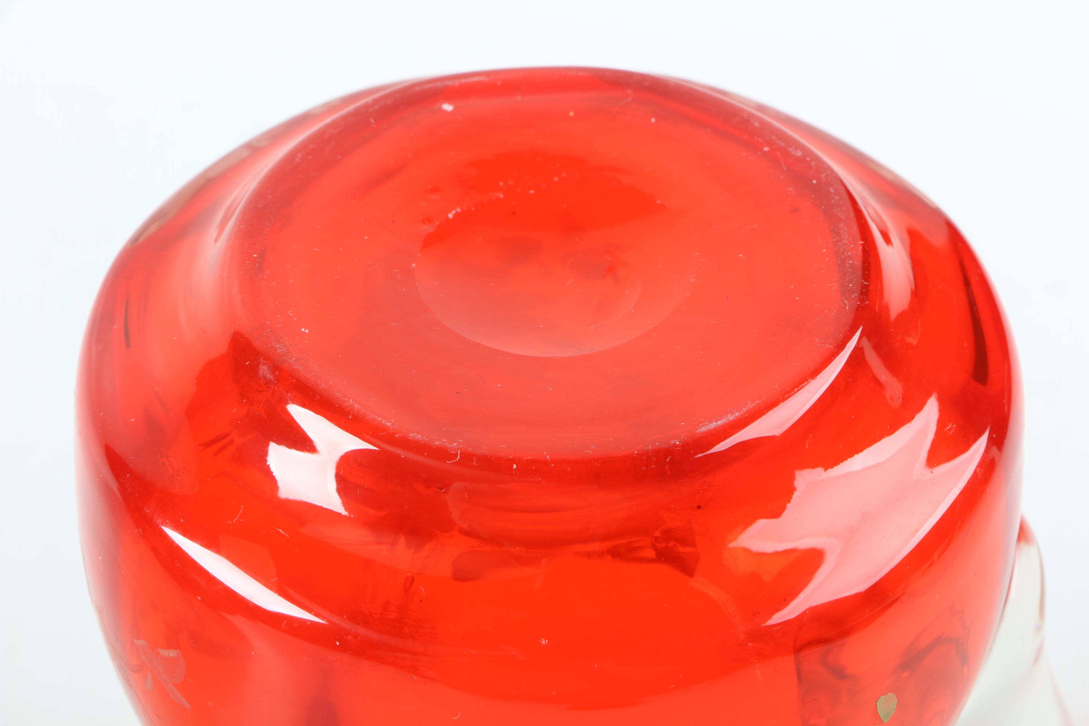 Vintage Hand Painted Ruby Glass Tableware