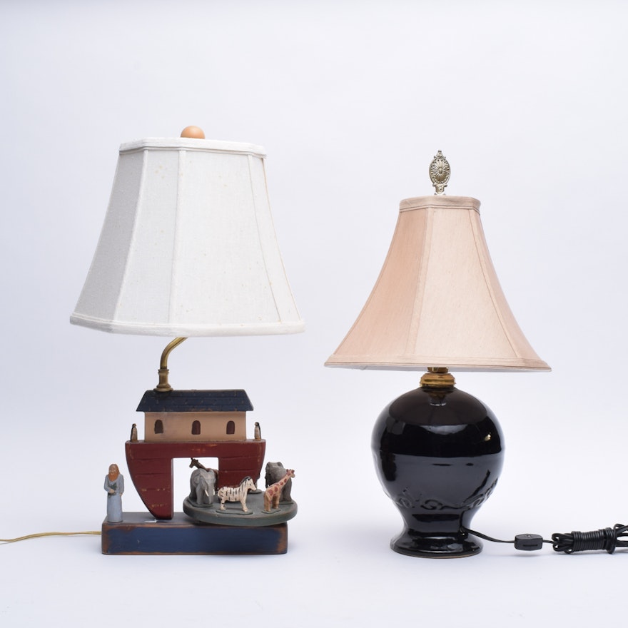 Pair of Table Lamps featuring Noah's Ark