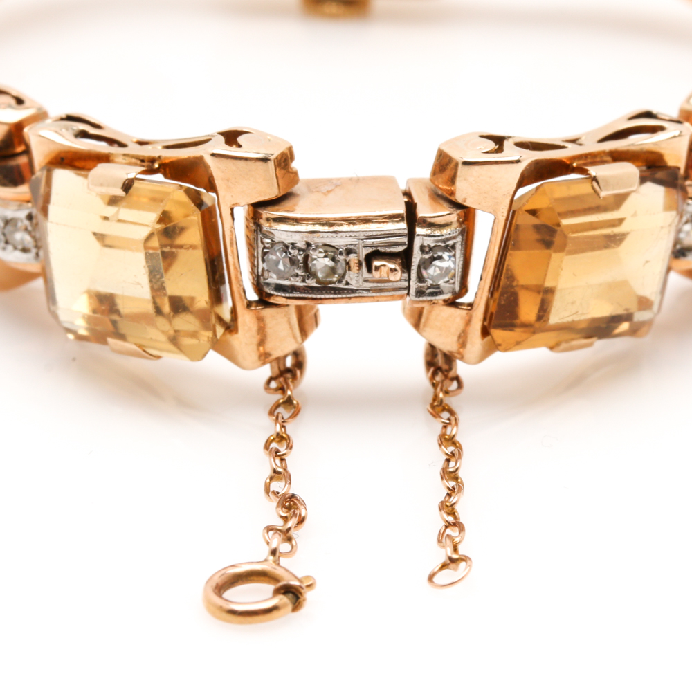 Rolex Precision 18K Yellow Gold 1.00 CTW Diamond and Citrine Watch