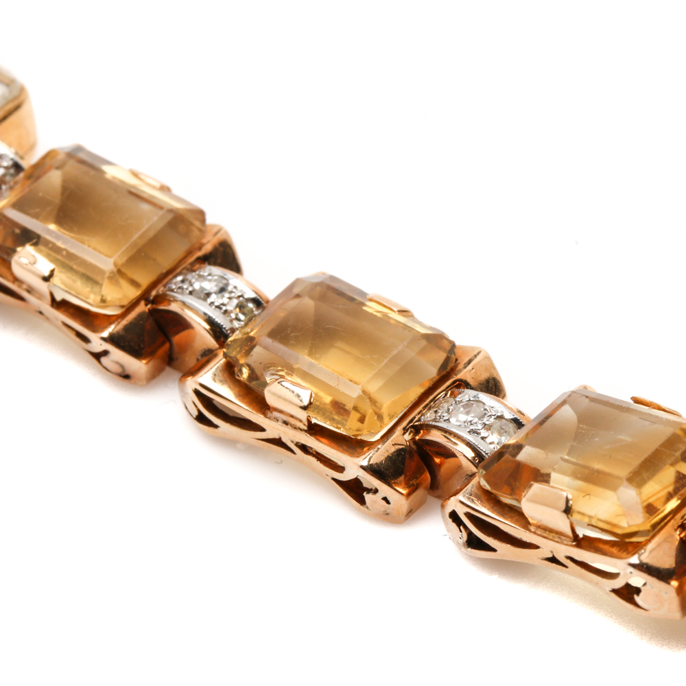 Rolex Precision 18K Yellow Gold 1.00 CTW Diamond and Citrine Watch