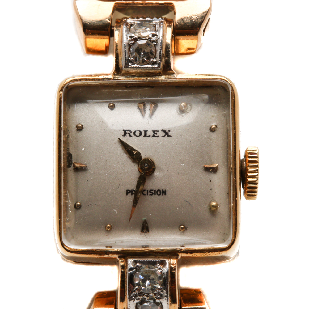 Rolex Precision 18K Yellow Gold 1.00 CTW Diamond and Citrine Watch