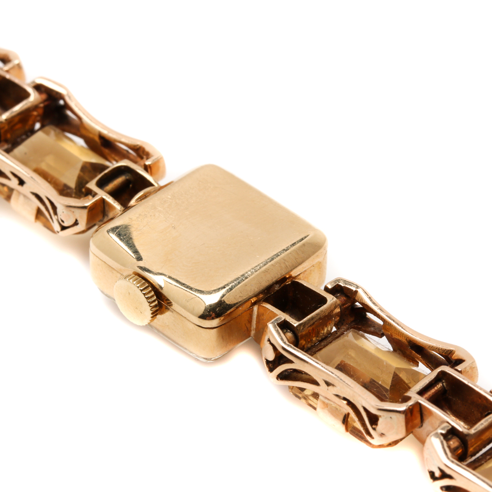 Rolex Precision 18K Yellow Gold 1.00 CTW Diamond and Citrine Watch