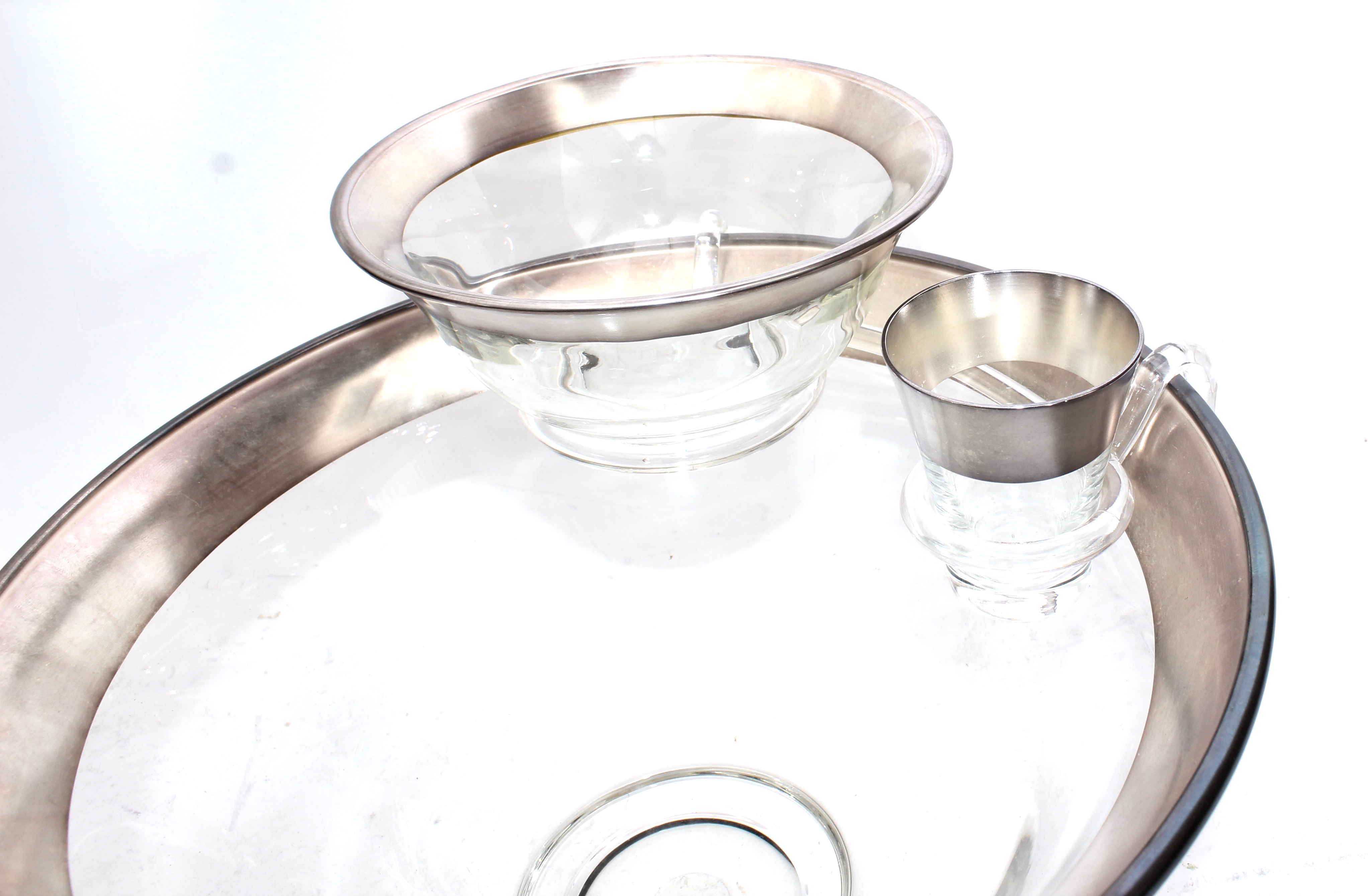 Vintage Glass and Silver Tone Tableware Including Dorothy Thorpe