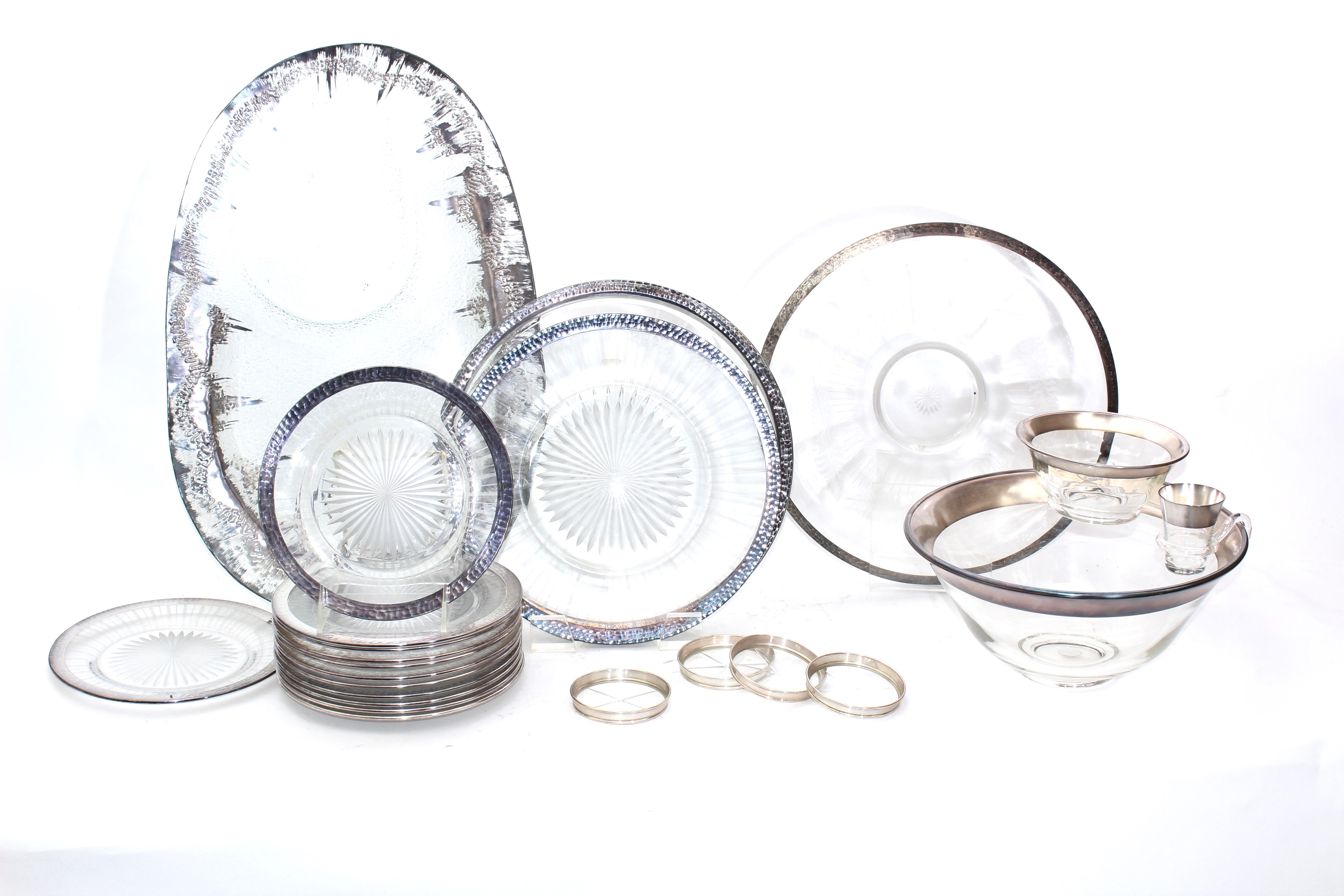 Vintage Glass and Silver Tone Tableware Including Dorothy Thorpe