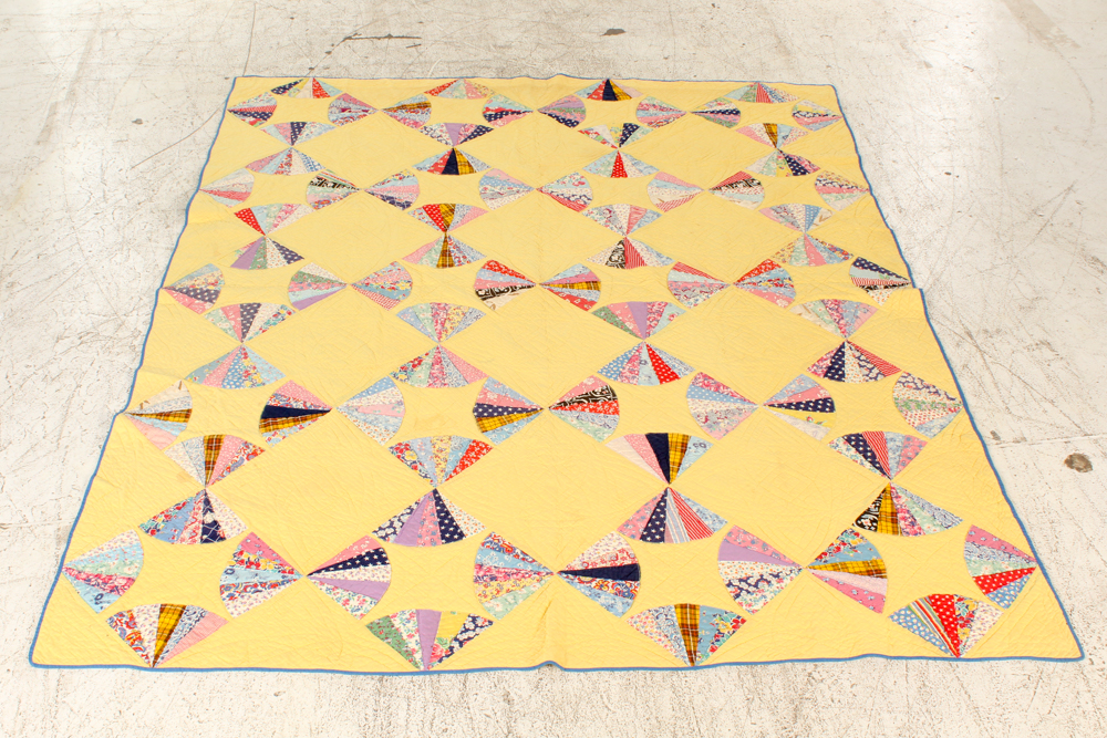 Vintage Handcrafted "Grandmother's Fan" Quilt