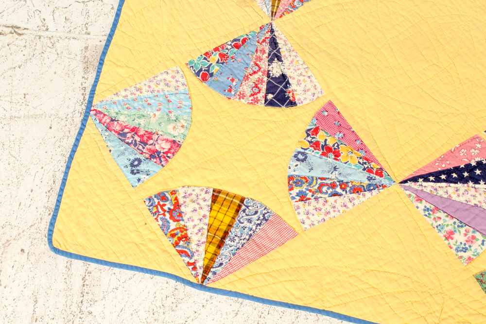 Vintage Handcrafted "Grandmother's Fan" Quilt