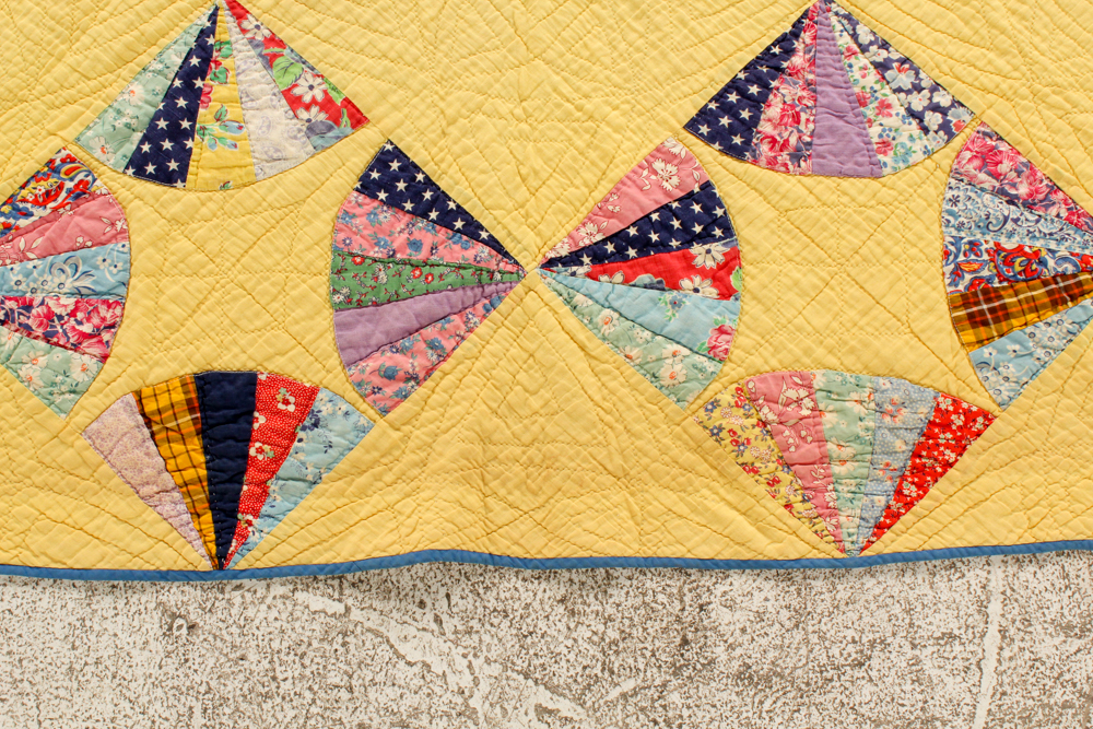 Vintage Handcrafted "Grandmother's Fan" Quilt