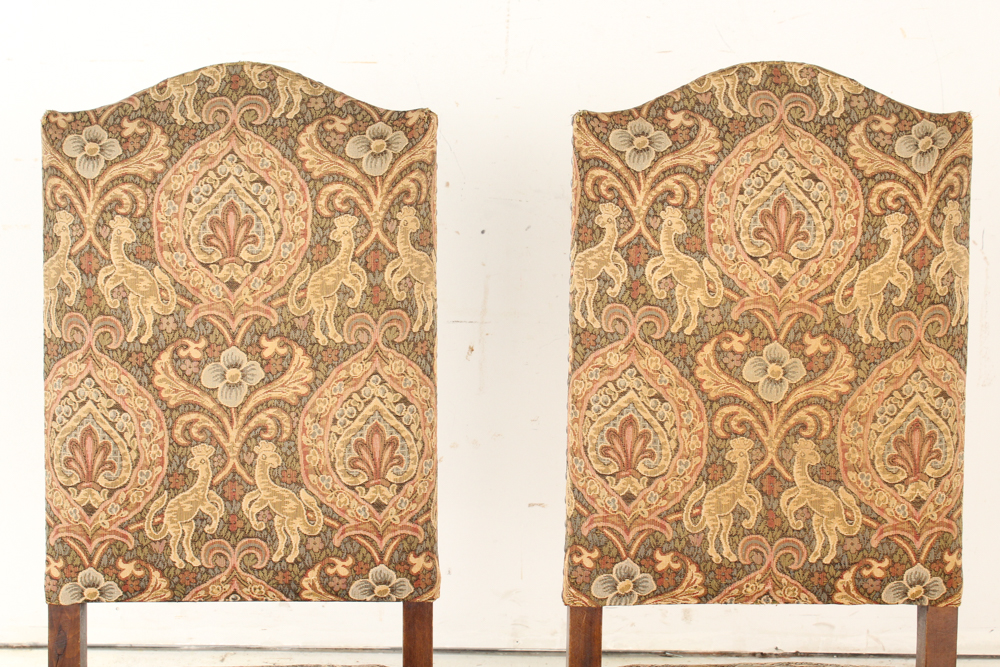 Vintage Upholstered Louis XIII Style Dining Chairs