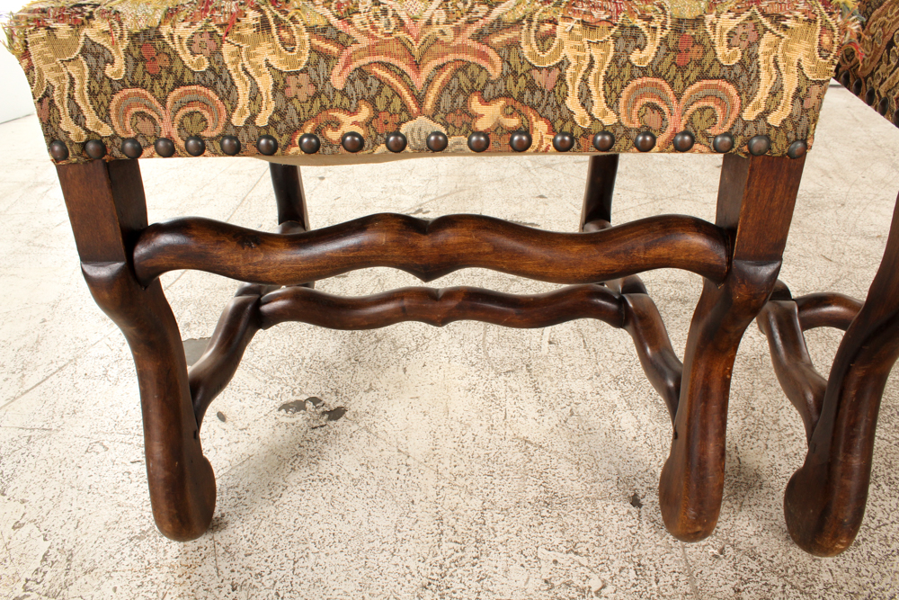 Vintage Upholstered Louis XIII Style Dining Chairs