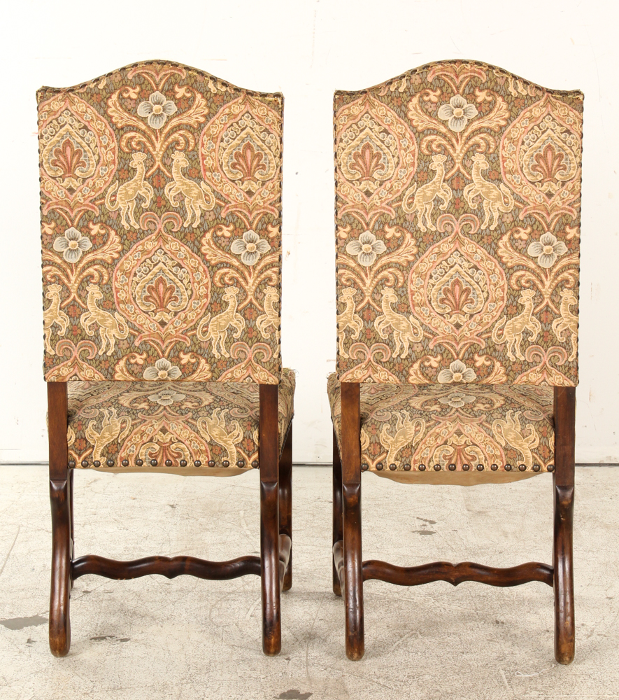 Vintage Upholstered Louis XIII Style Dining Chairs