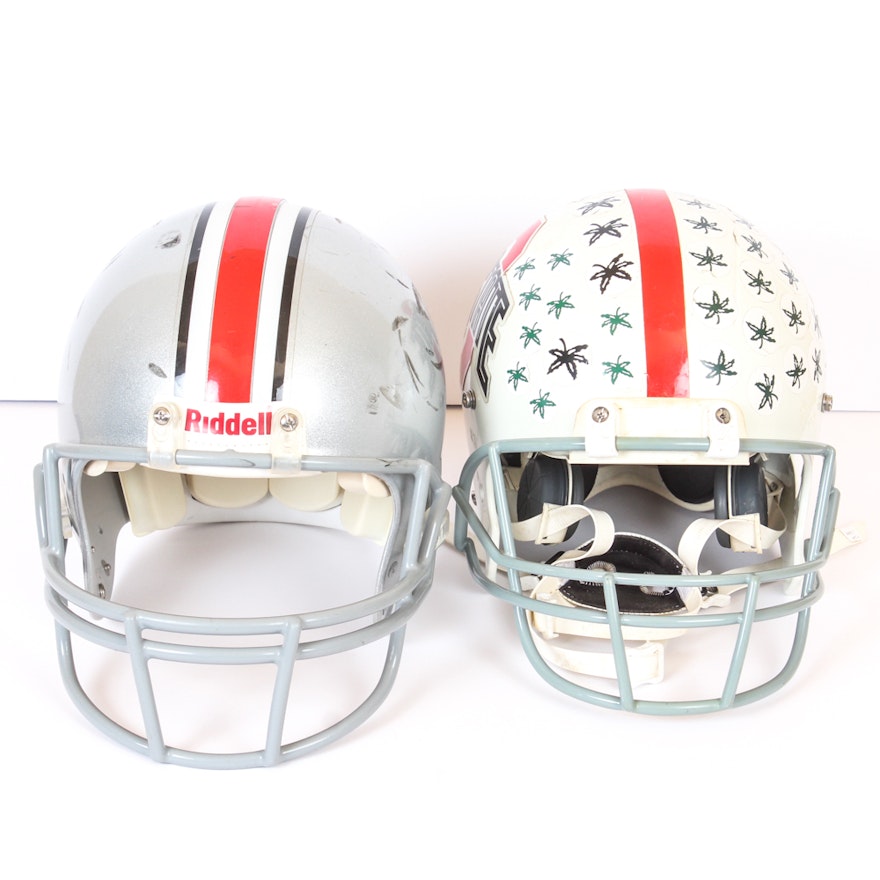 Two Ohio State Buckeyes Football Helmets