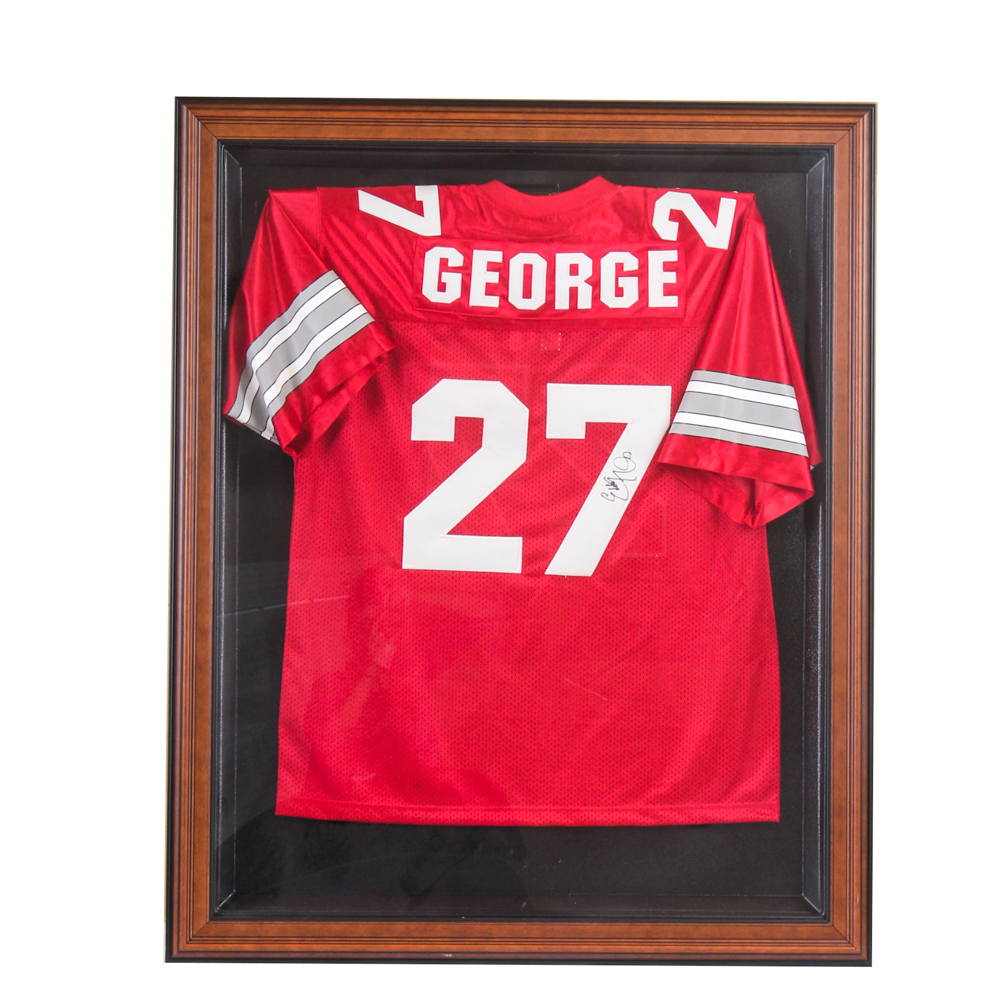 Eddie George Autographed Ohio State Buckeyes Jersey in Display Case