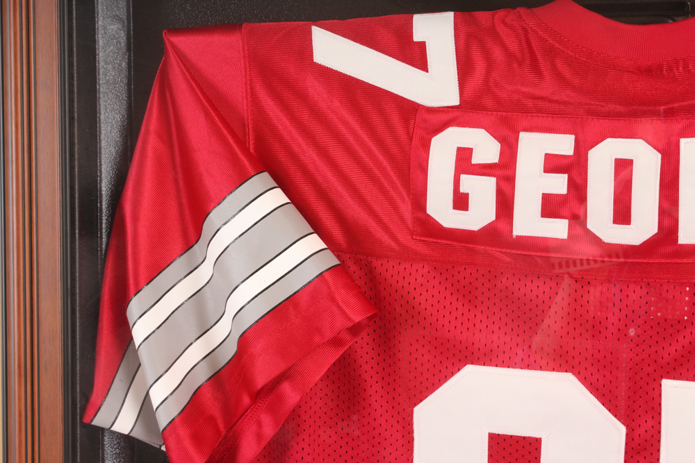 Eddie George Autographed Ohio State Buckeyes Jersey in Display Case