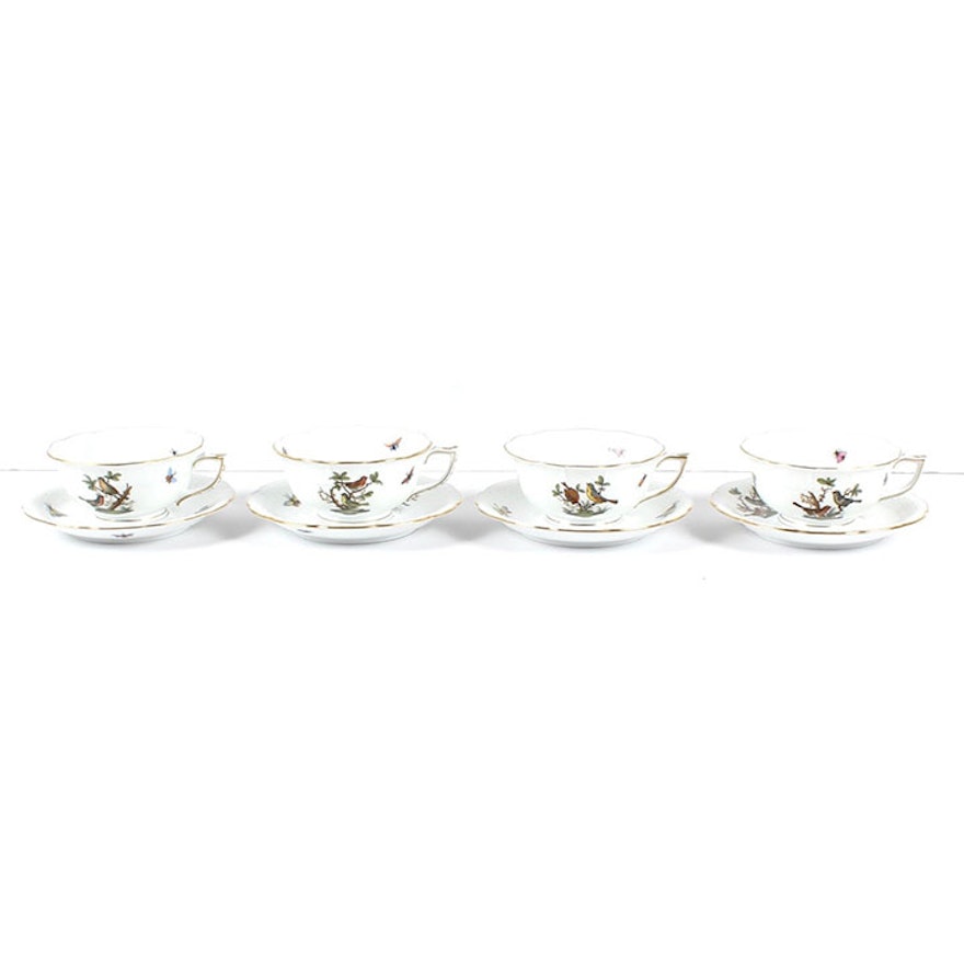 Herend "Rothschild Bird" Teacups with Saucers