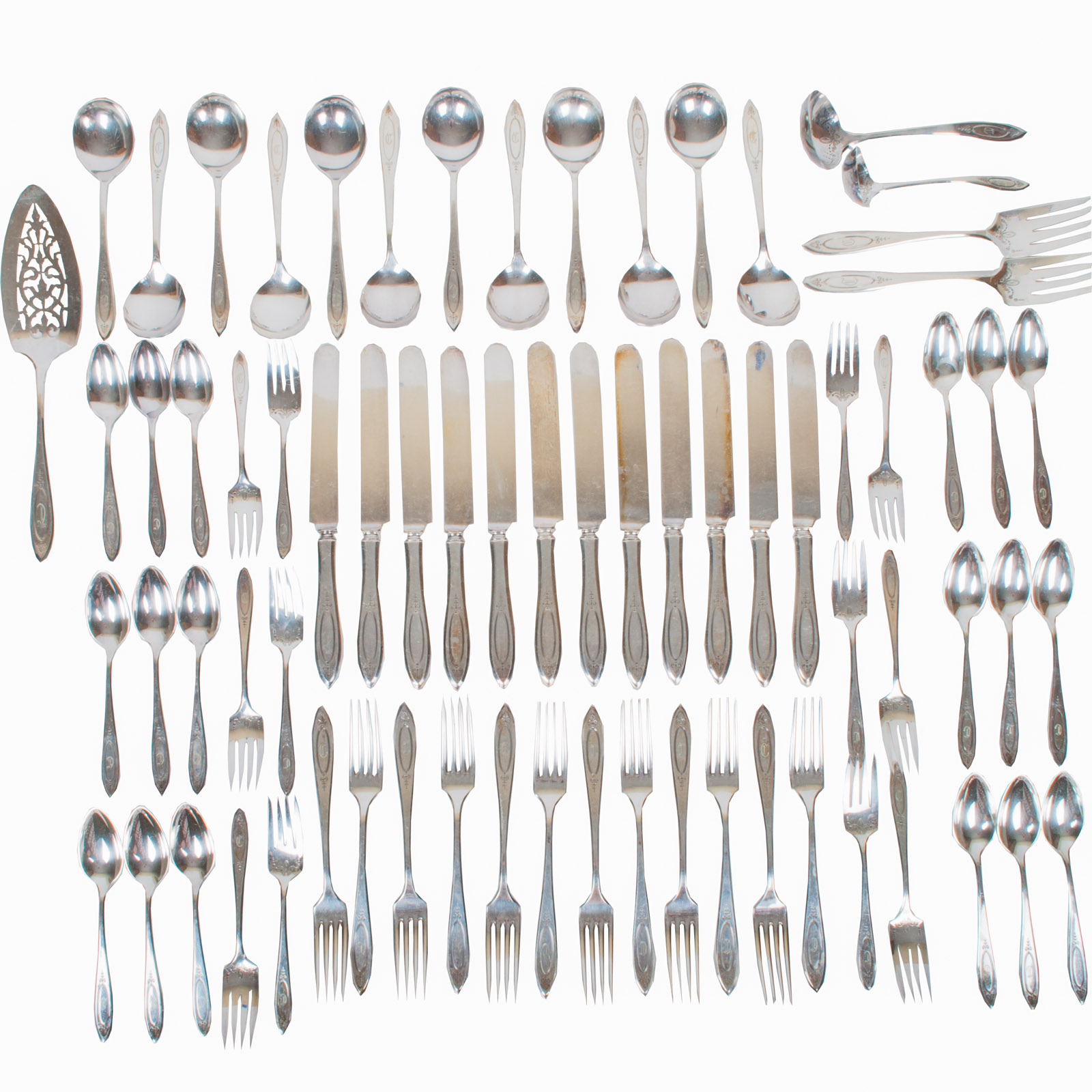 Vintage Community Silver Plate "Adam" Monogrammed Flatware by Oneida Ltd.