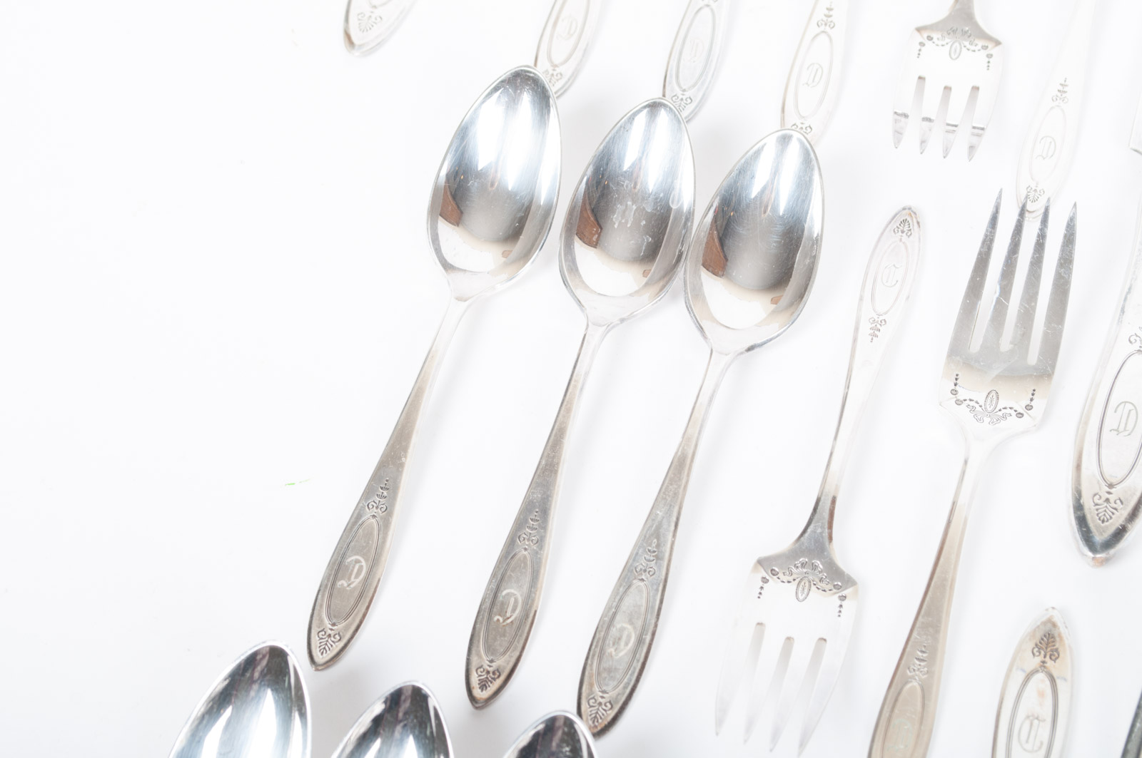 Vintage Community Silver Plate "Adam" Monogrammed Flatware by Oneida Ltd.