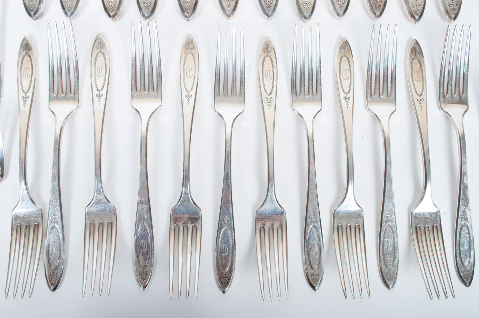 Vintage Community Silver Plate "Adam" Monogrammed Flatware by Oneida Ltd.