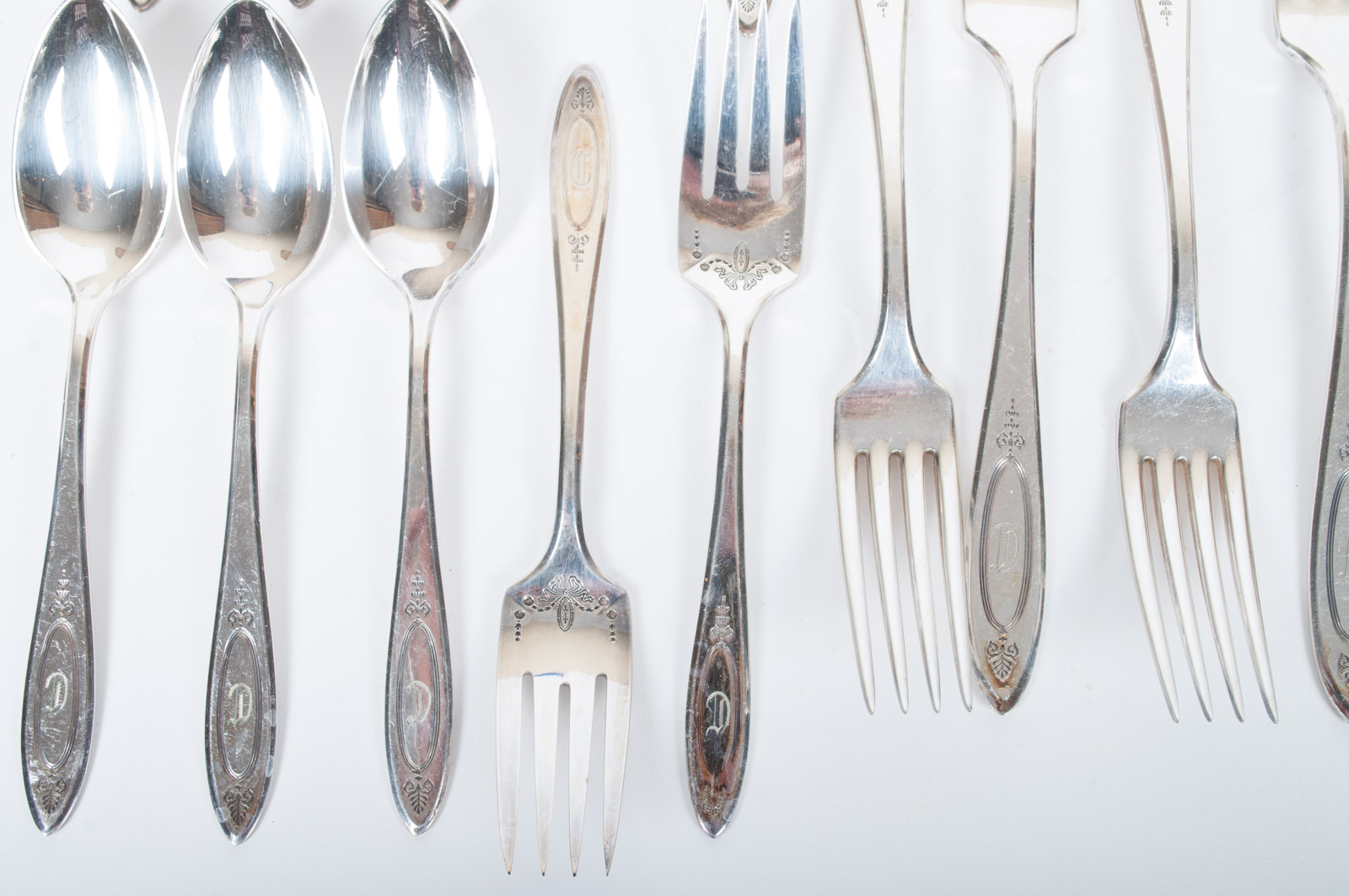 Vintage Community Silver Plate "Adam" Monogrammed Flatware by Oneida Ltd.