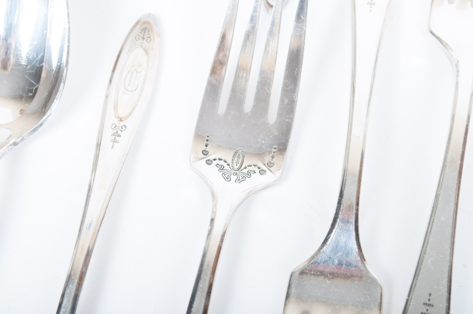 Vintage Community Silver Plate "Adam" Monogrammed Flatware by Oneida Ltd.