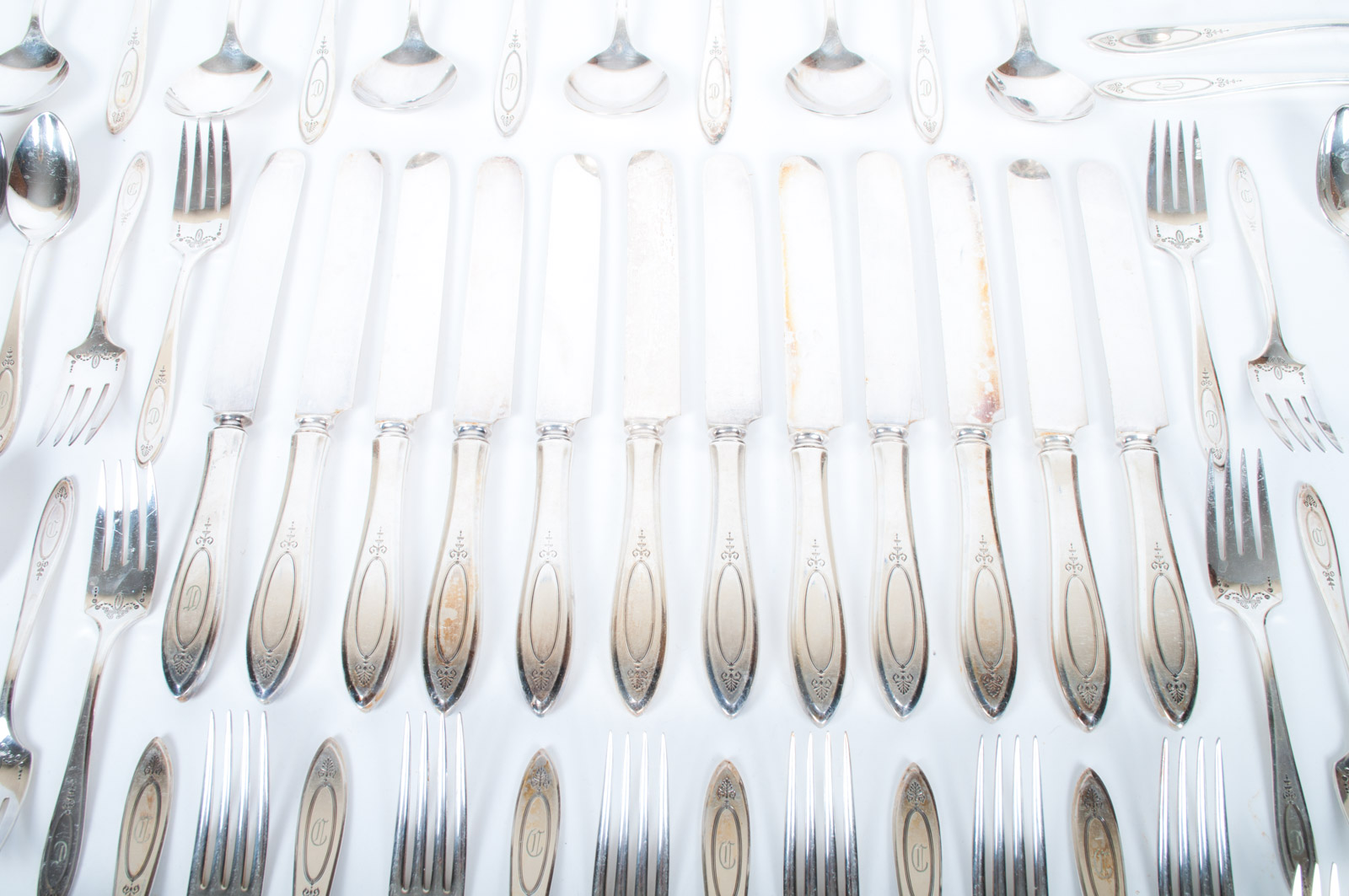 Vintage Community Silver Plate "Adam" Monogrammed Flatware by Oneida Ltd.