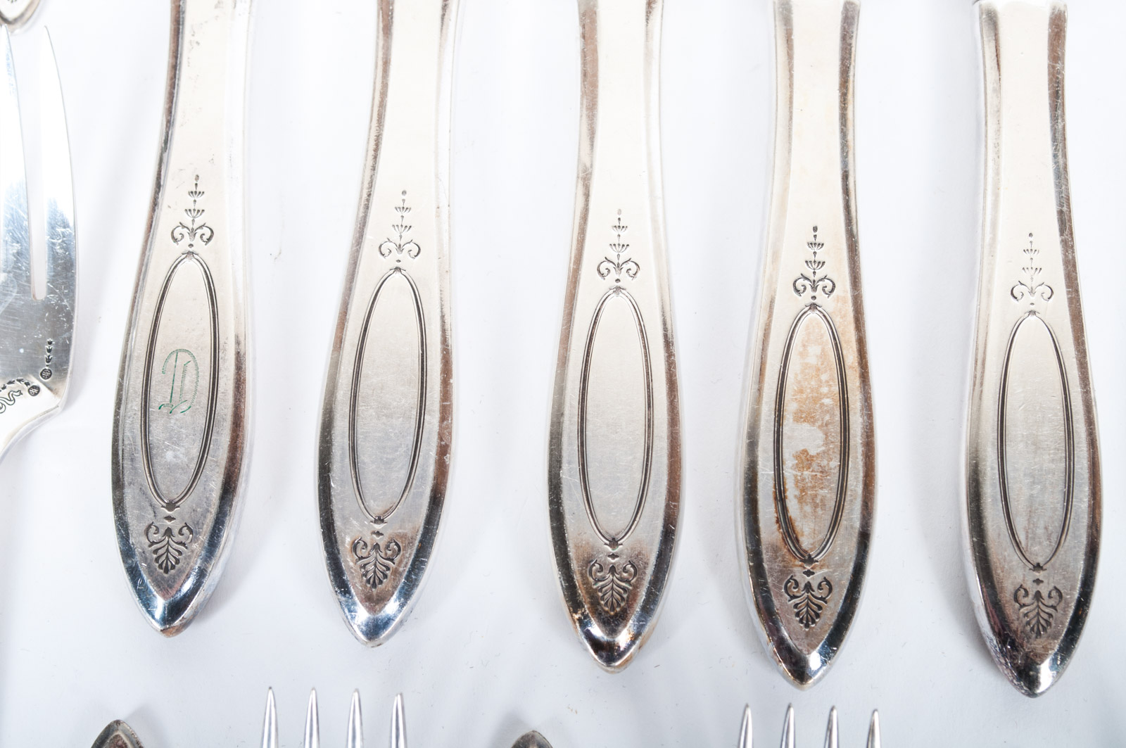 Vintage Community Silver Plate "Adam" Monogrammed Flatware by Oneida Ltd.