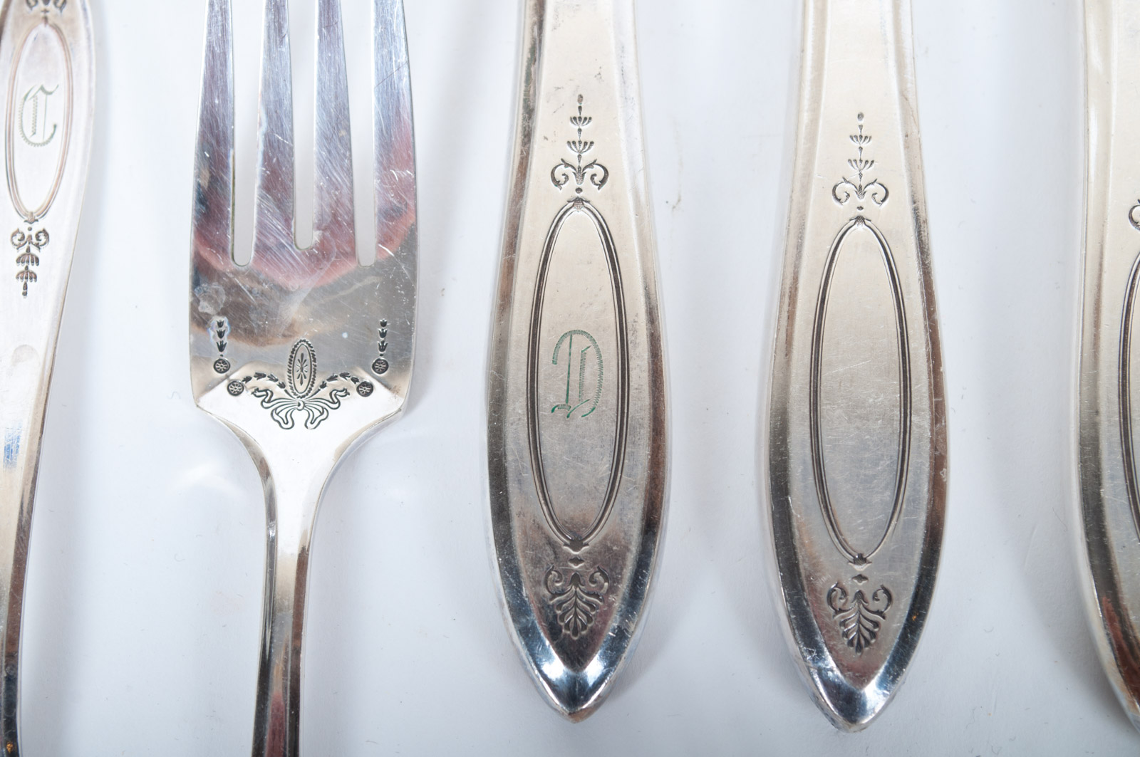 Vintage Community Silver Plate "Adam" Monogrammed Flatware by Oneida Ltd.