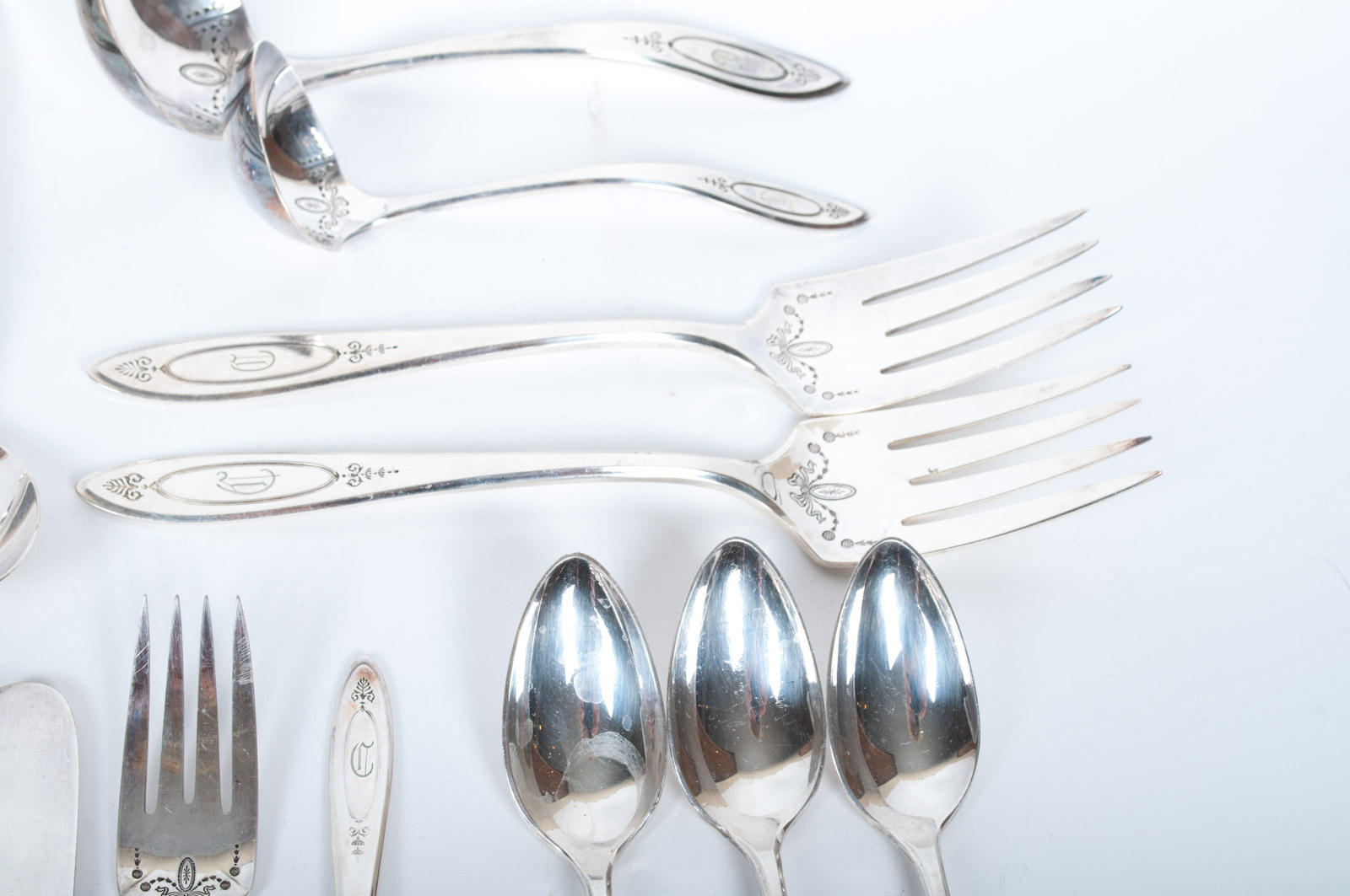 Vintage Community Silver Plate "Adam" Monogrammed Flatware by Oneida Ltd.