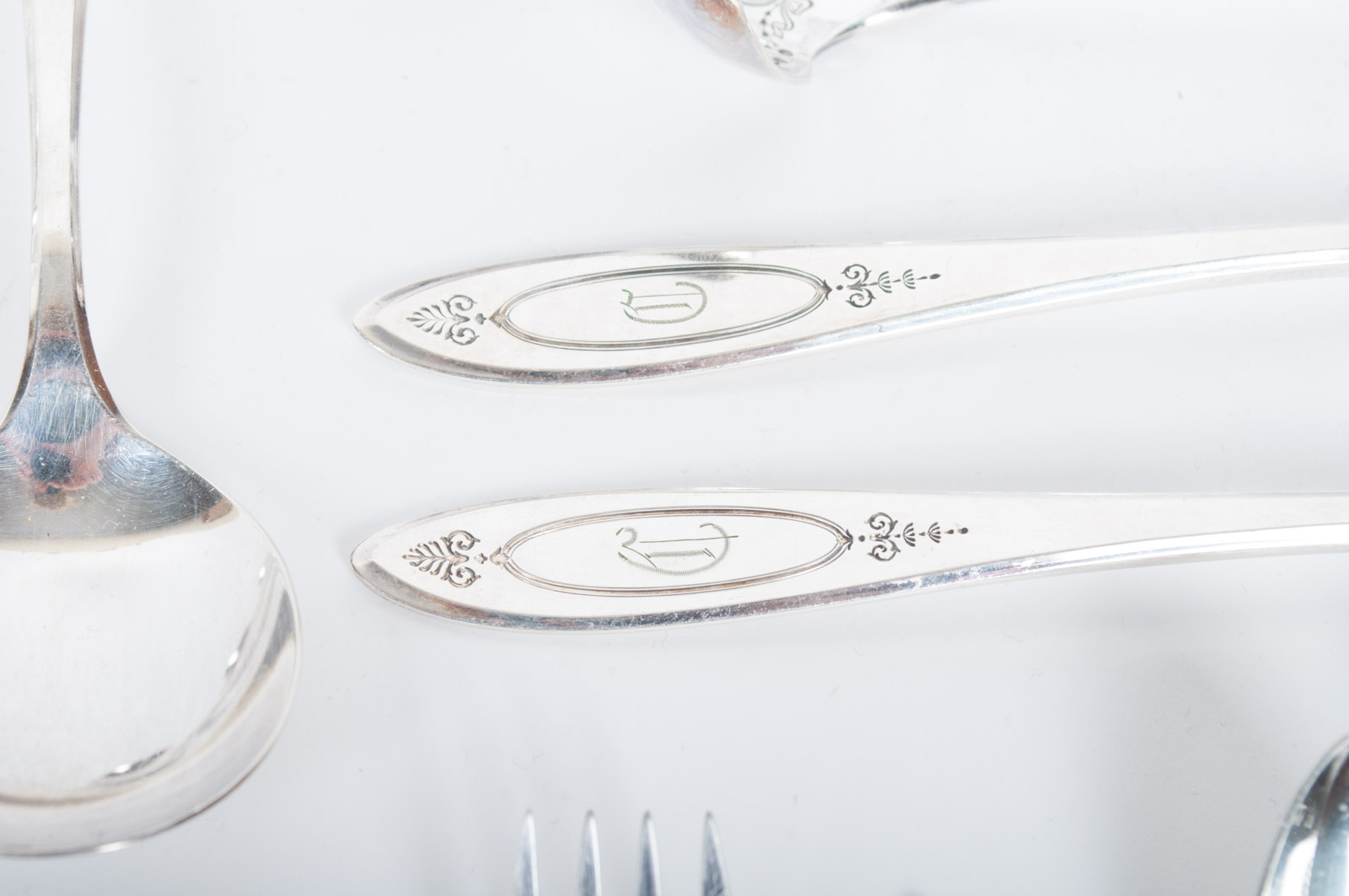 Vintage Community Silver Plate "Adam" Monogrammed Flatware by Oneida Ltd.