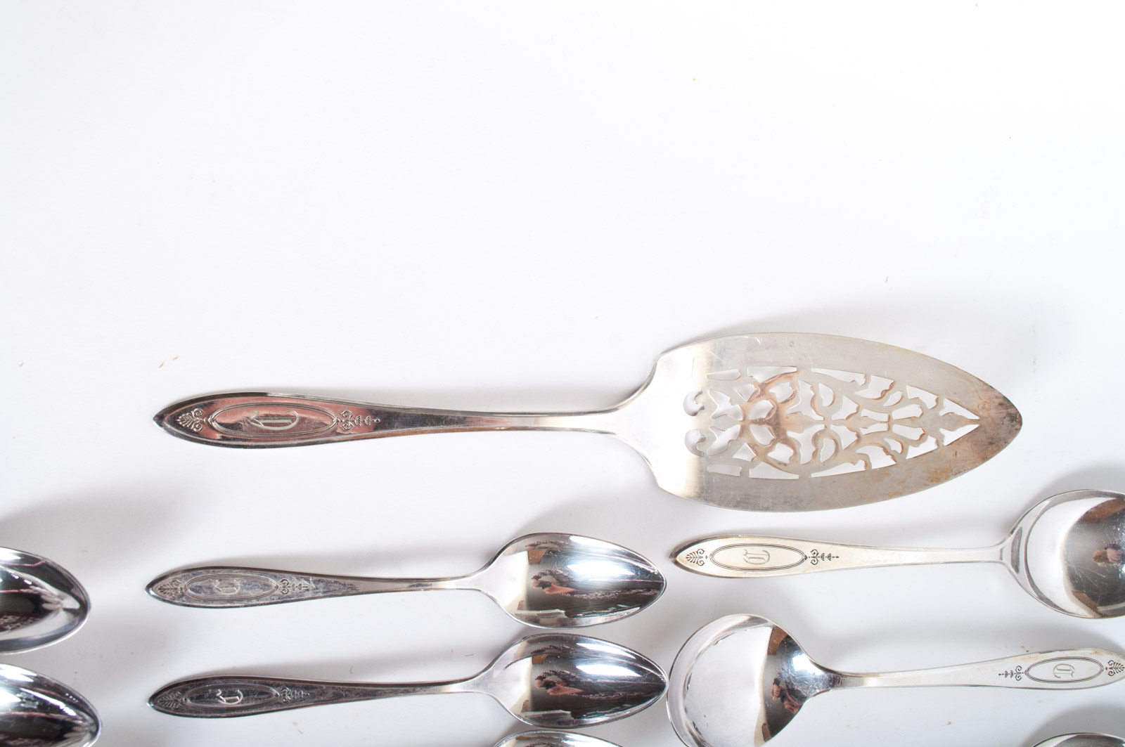 Vintage Community Silver Plate "Adam" Monogrammed Flatware by Oneida Ltd.