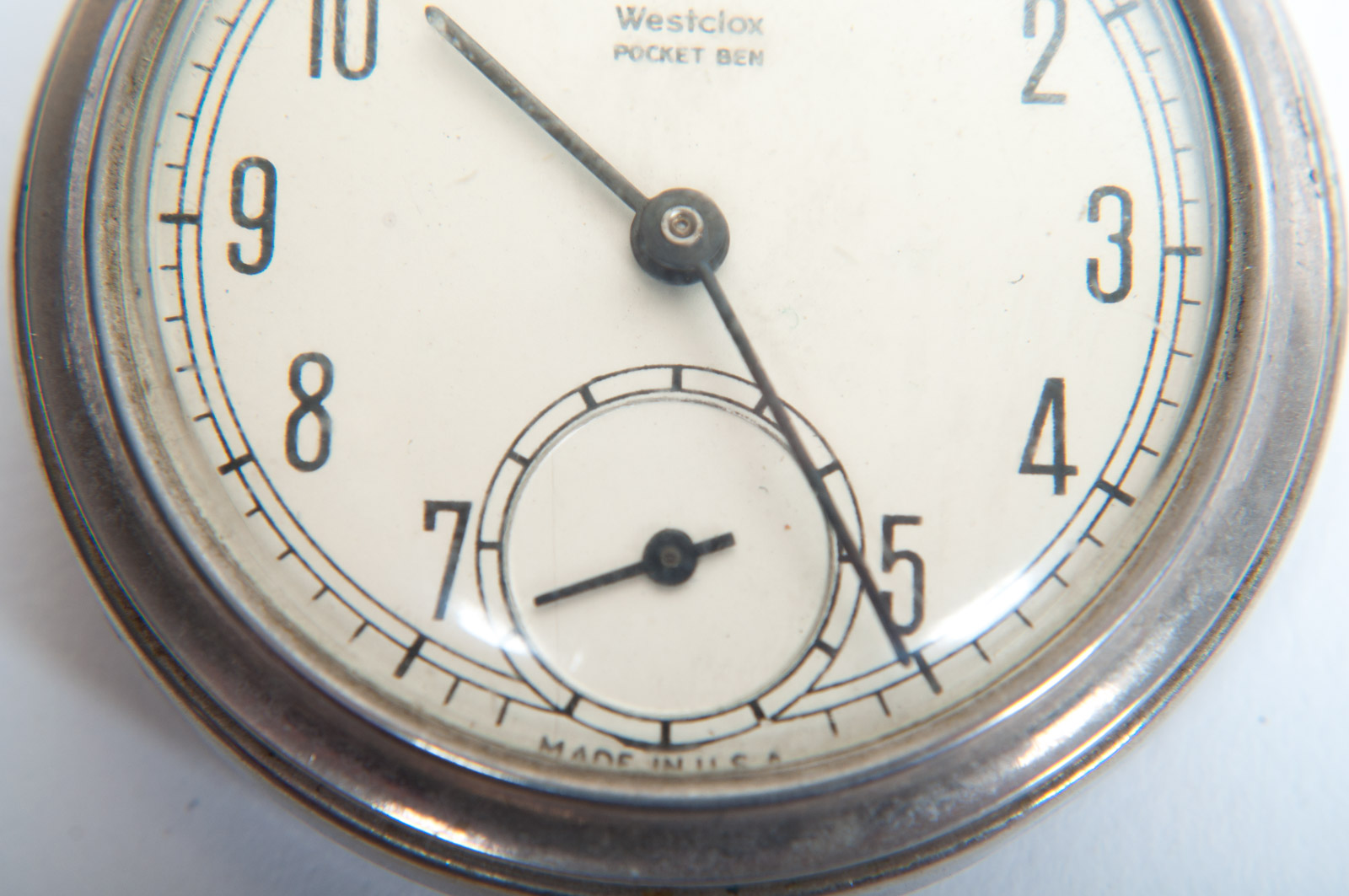 Vintage Elgin Pin Watch with Glass Crystals and Westclox Open Face Pocket Watch