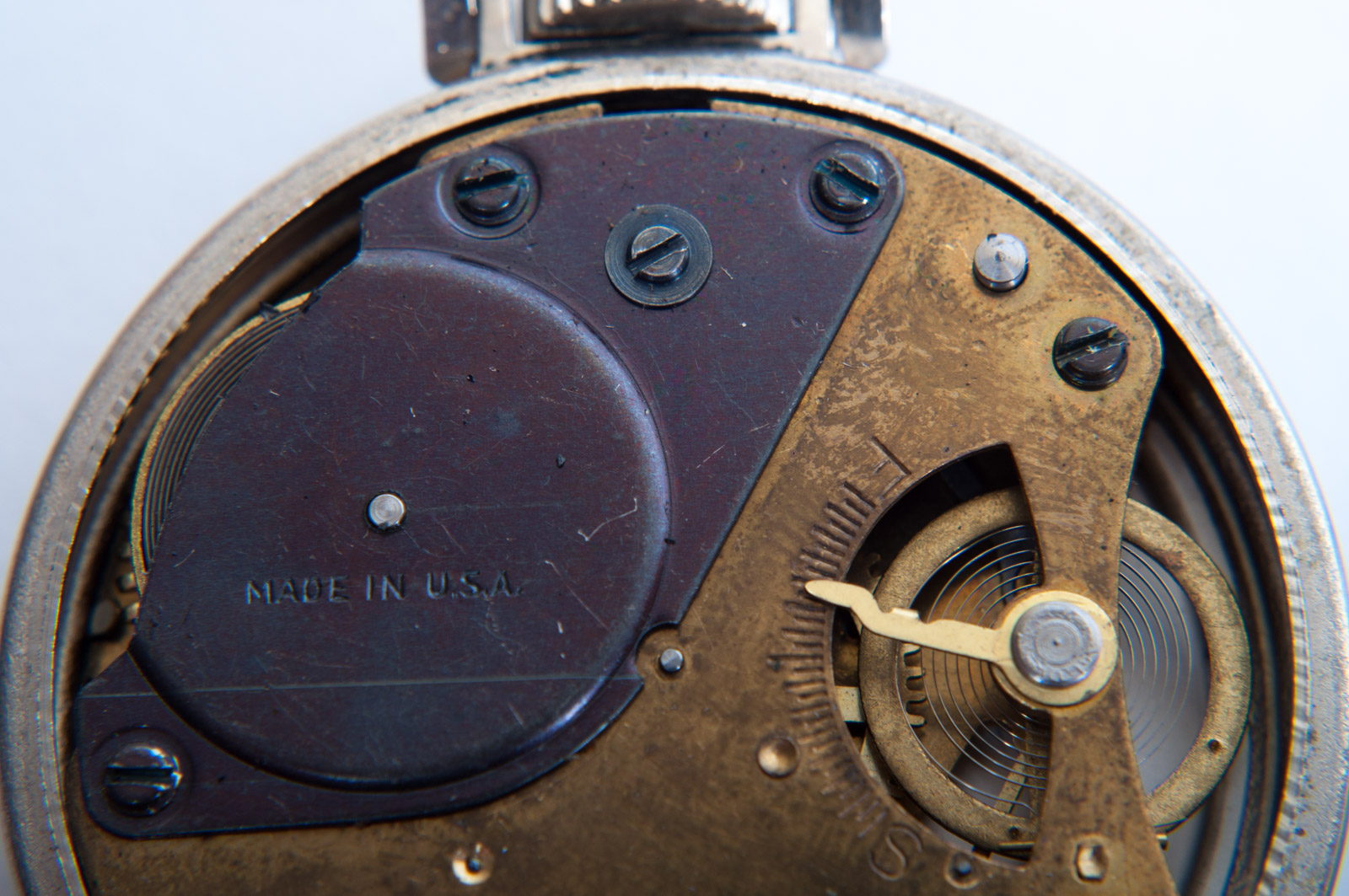 Vintage Elgin Pin Watch with Glass Crystals and Westclox Open Face Pocket Watch