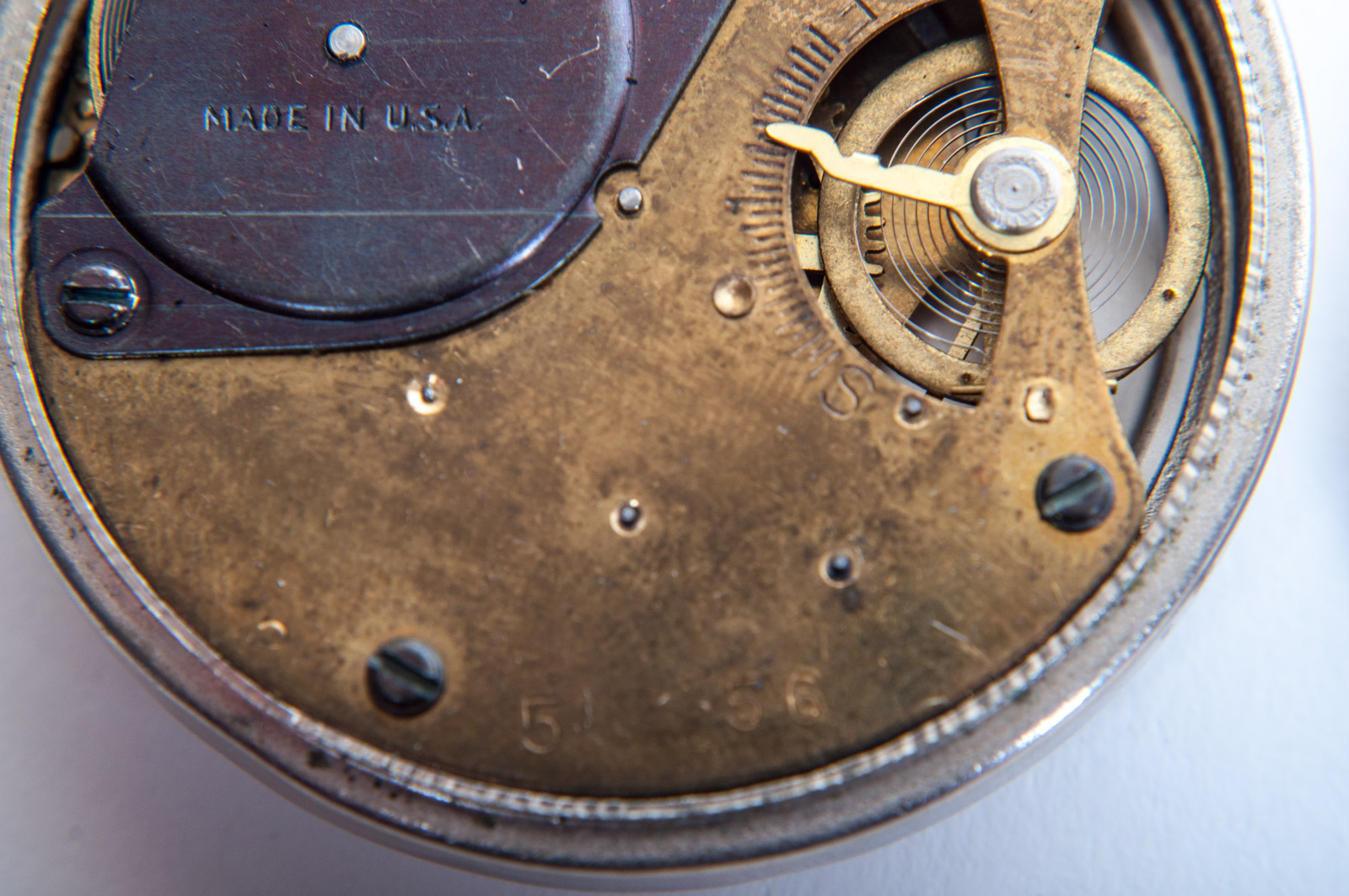 Vintage Elgin Pin Watch with Glass Crystals and Westclox Open Face Pocket Watch