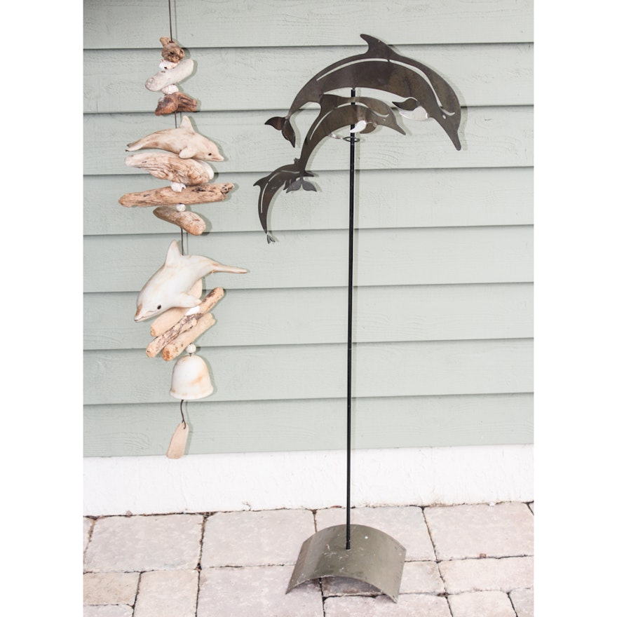 Wooden Wind Chimes and Metal Sculpture