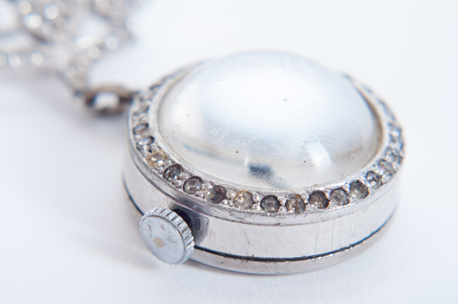 Vintage Elgin Pin Watch with Glass Crystals and Westclox Open Face Pocket Watch