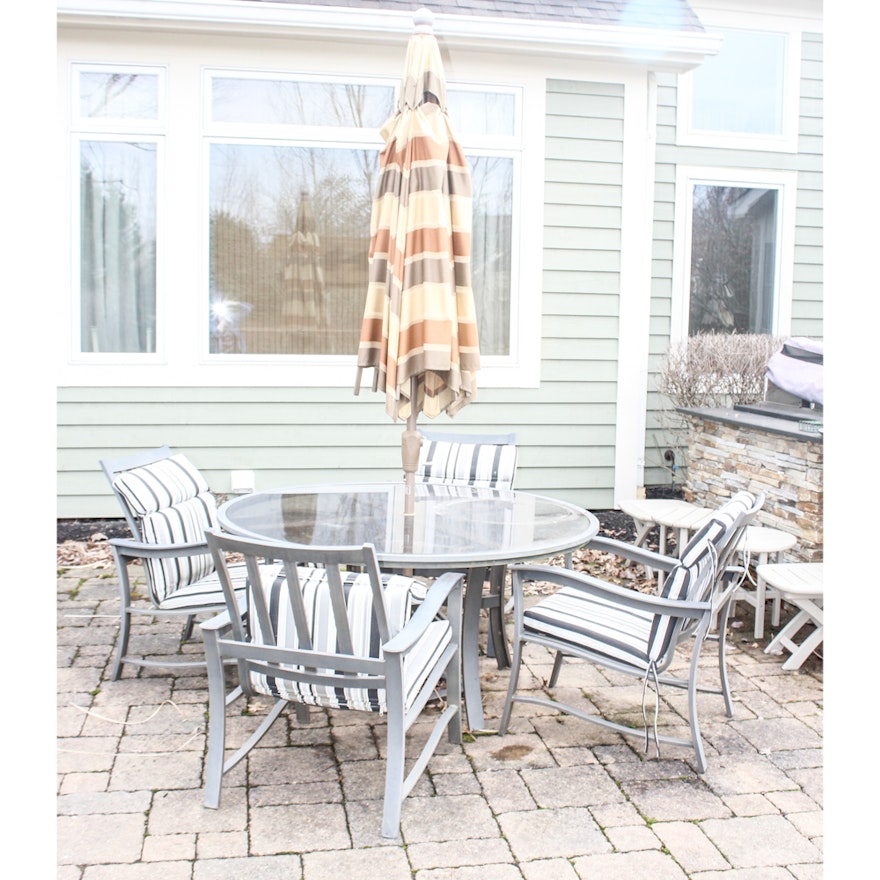 Patio Set with Glass Top Table and Four Chairs