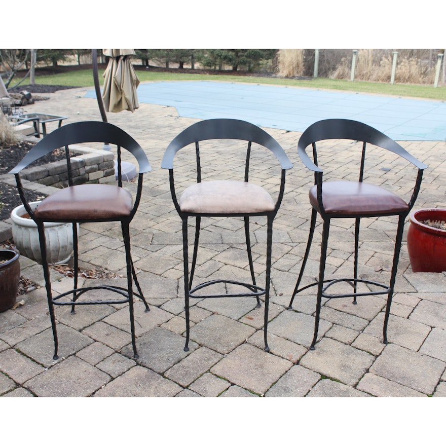 Charleston Forge Iron and Leather Bar Chairs