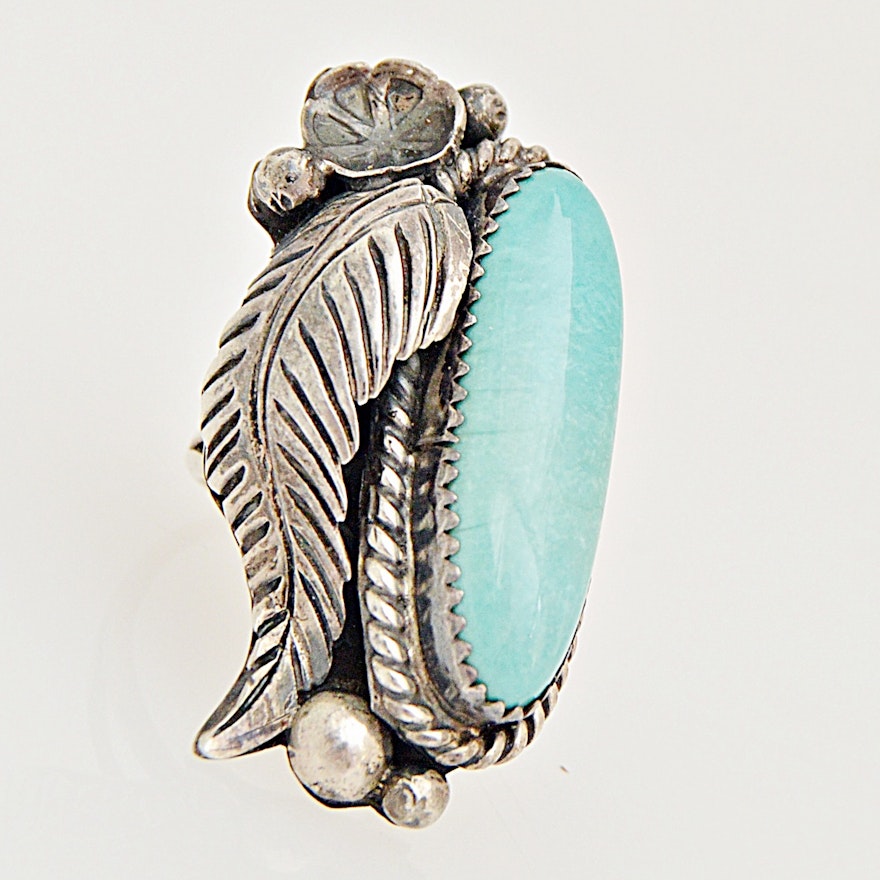 Robert Kelley Navajo Diné Sterling Silver and Turquoise Ring