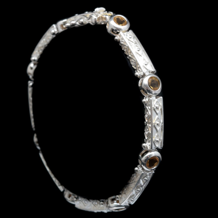 Sterling Silver and Citrine Bracelet
