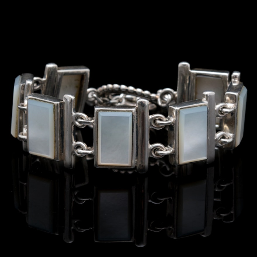 Sterling Silver and Mother of Pearl Bracelet