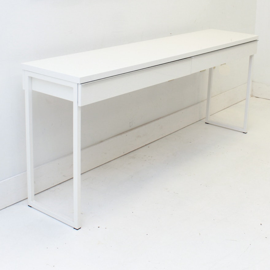 White Metal Console Table with Drawers